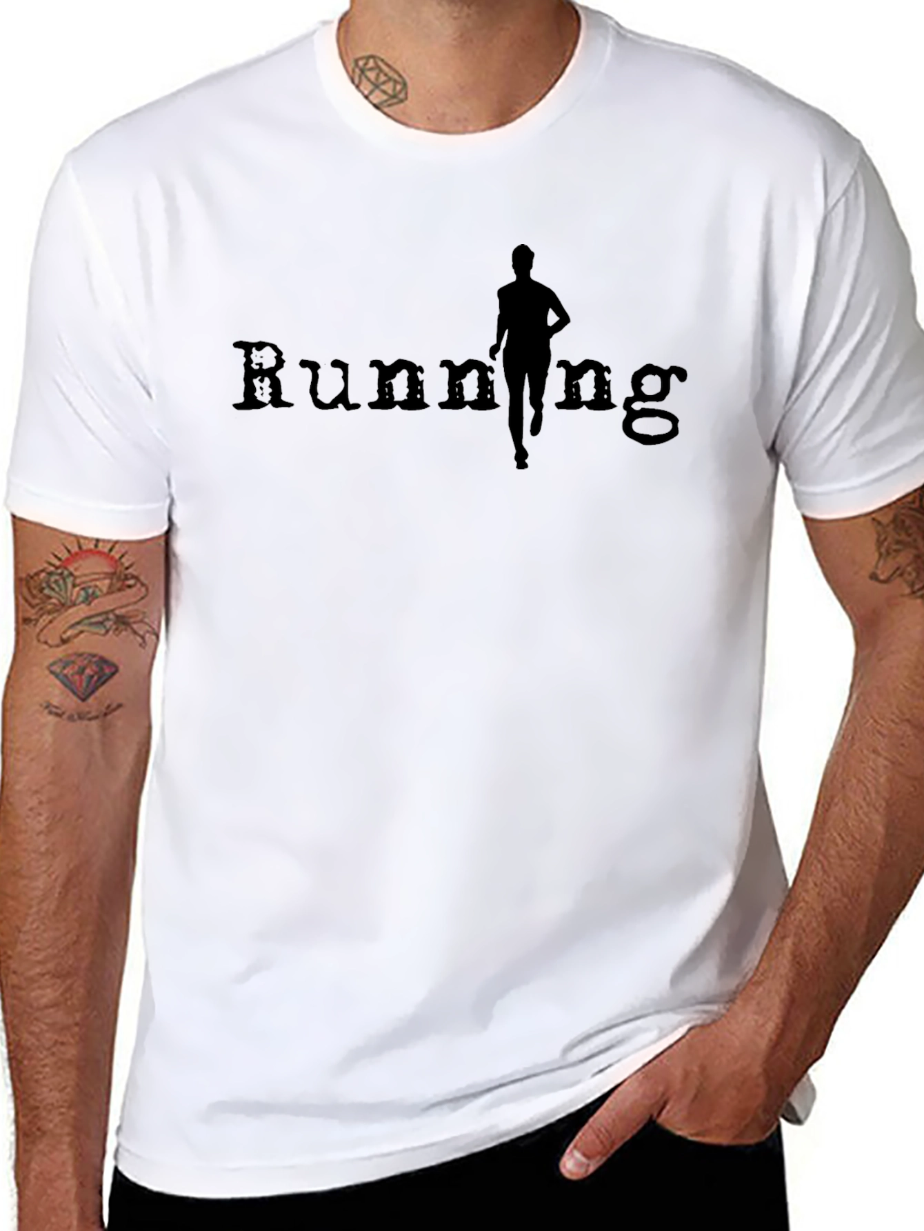 Running Silhouette Graphic Tee - Black Cotton T-Shirt