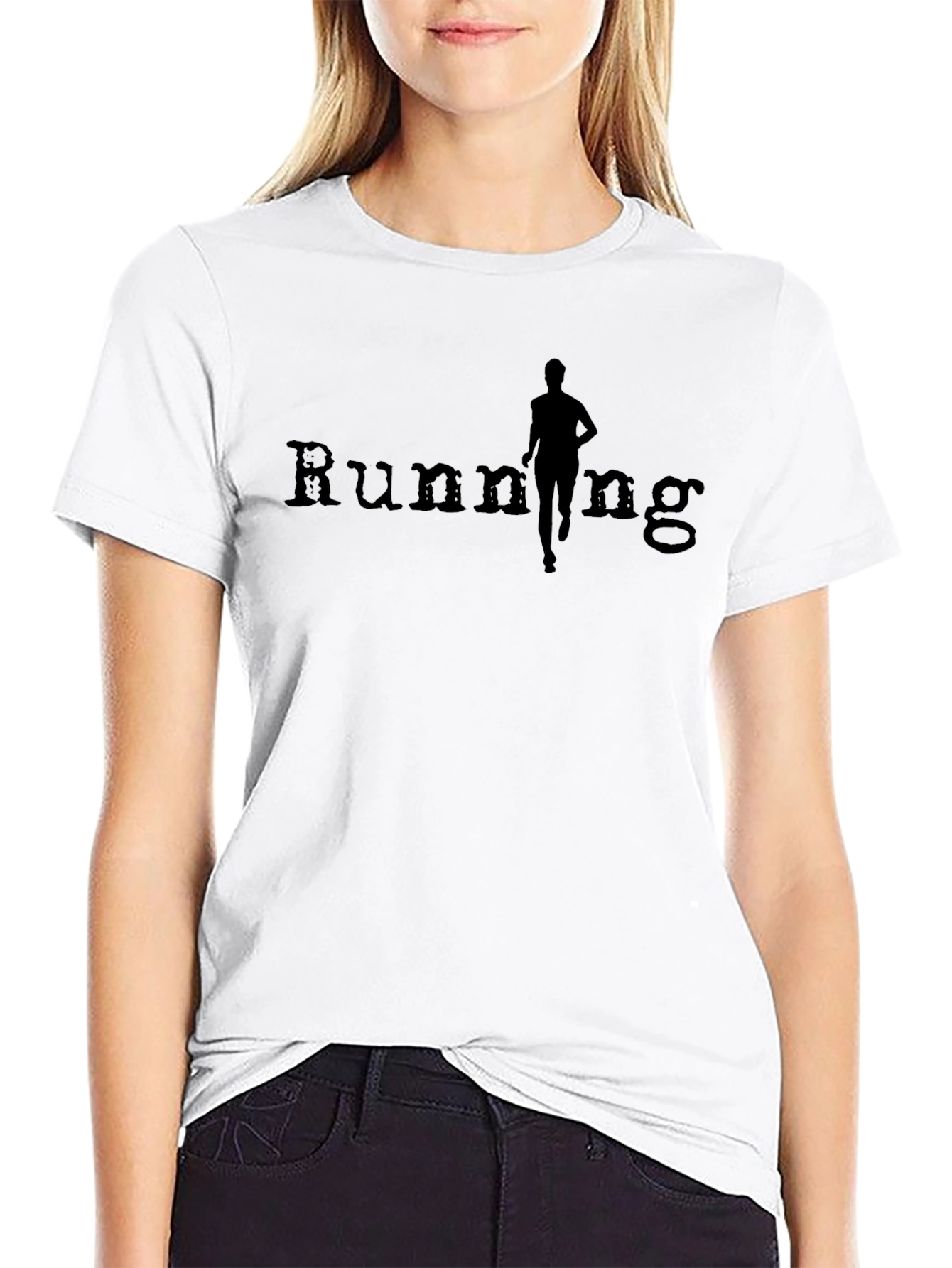 Running Silhouette Graphic Tee - Black Cotton T-Shirt