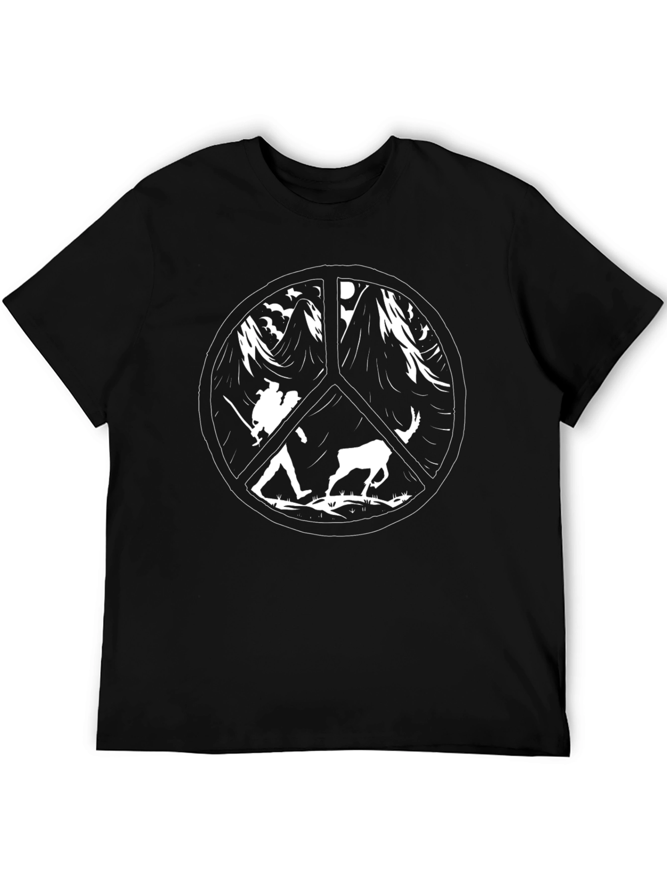 Peace Sign Nature Black T-Shirt
