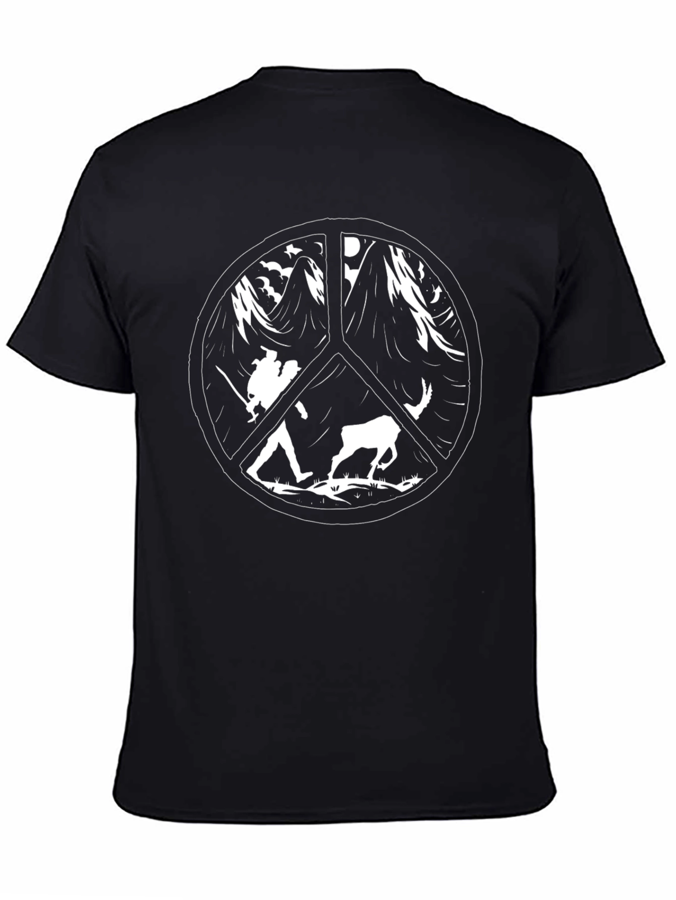 Peace Sign Nature Black T-Shirt