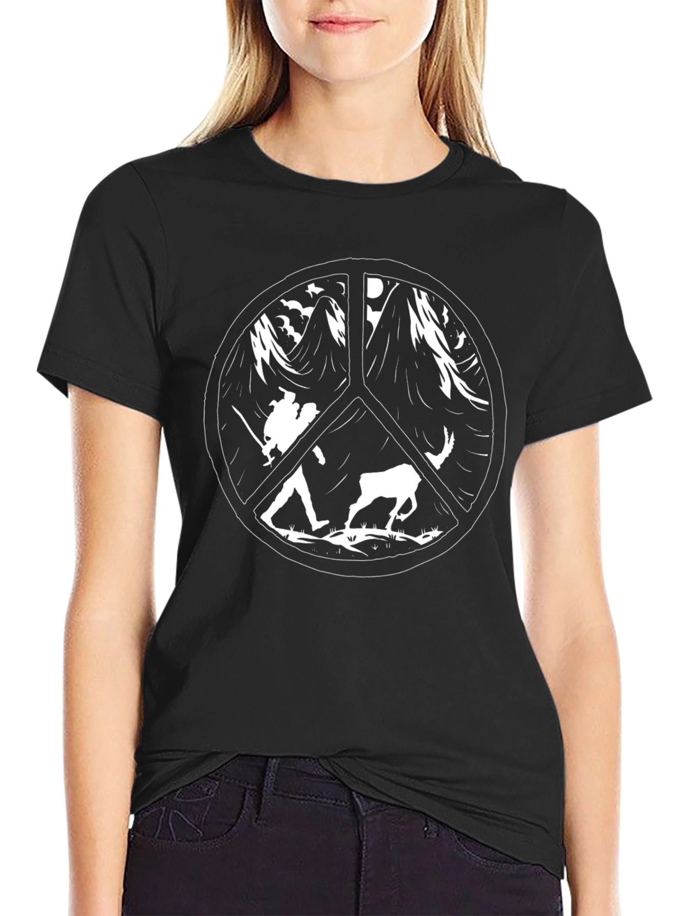 Peace Sign Nature Black T-Shirt
