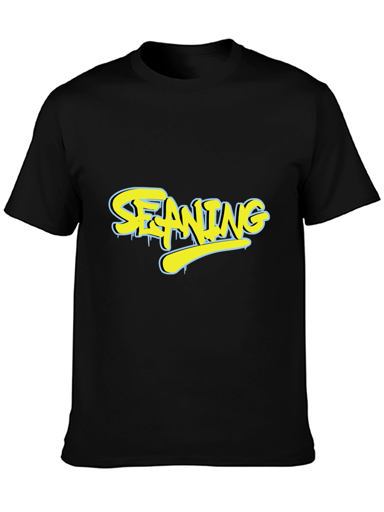 Stylish SEANING Graphic Black T-Shirt