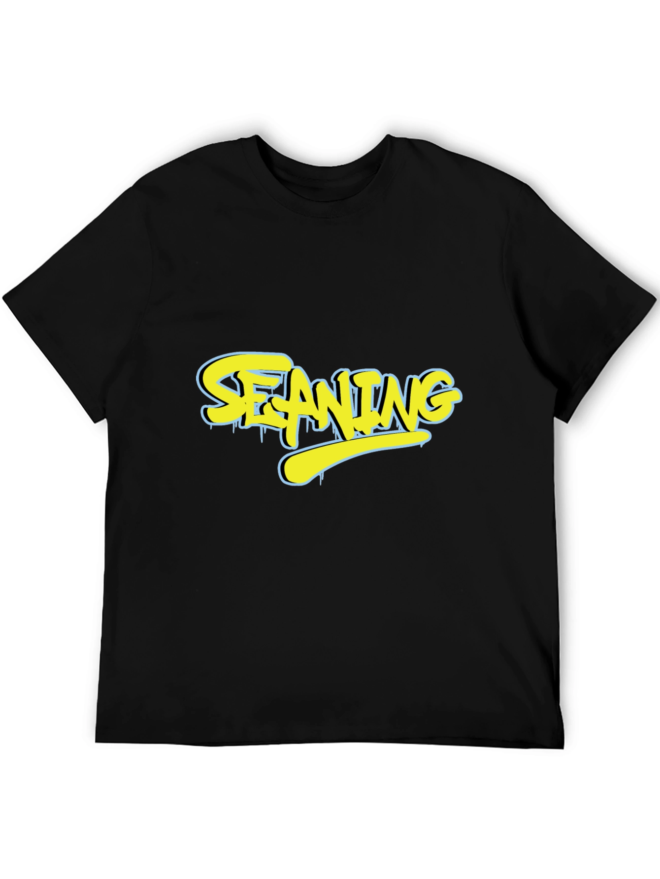 Stylish SEANING Graphic Black T-Shirt