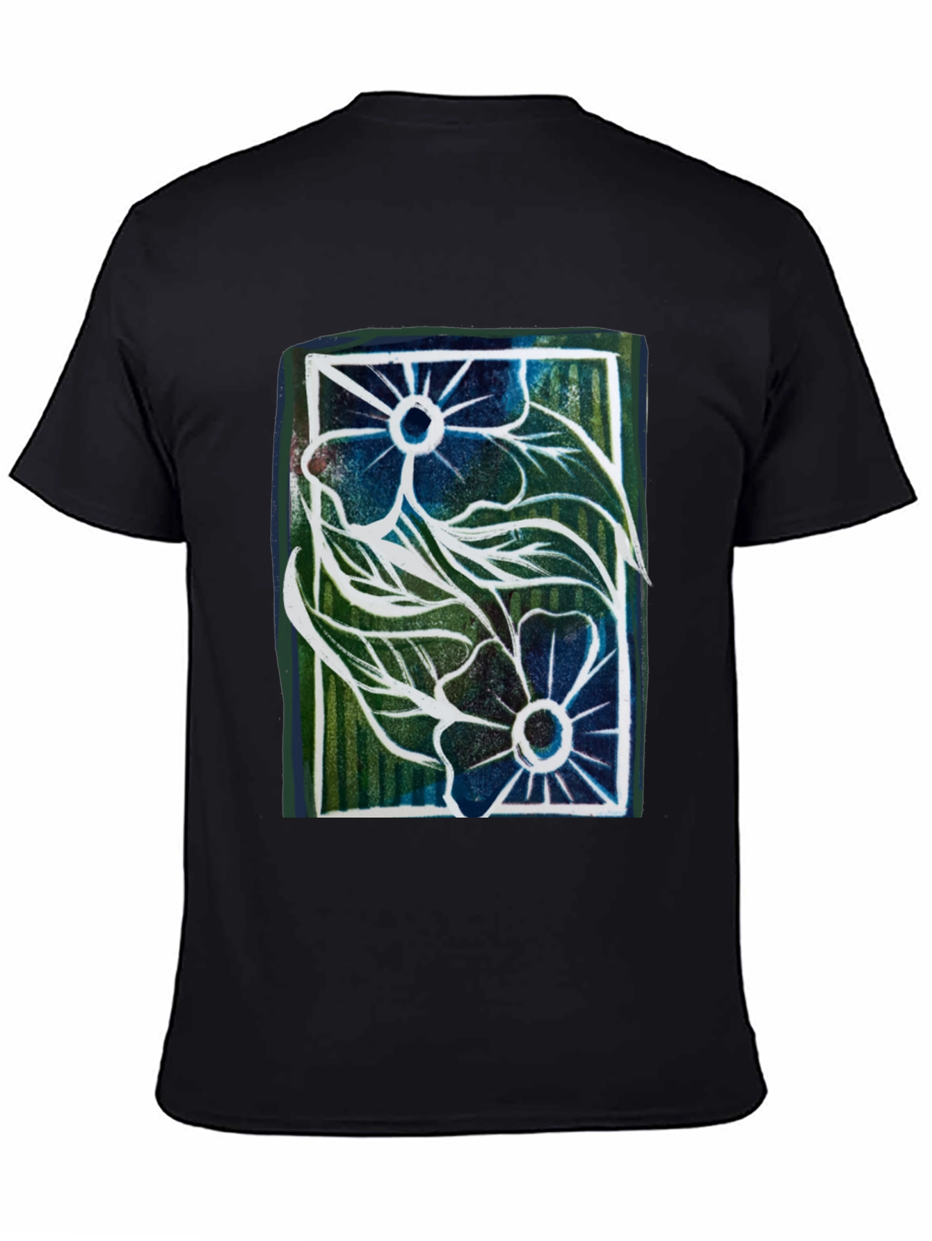 Floral Graphic Print Mens Black T-Shirt