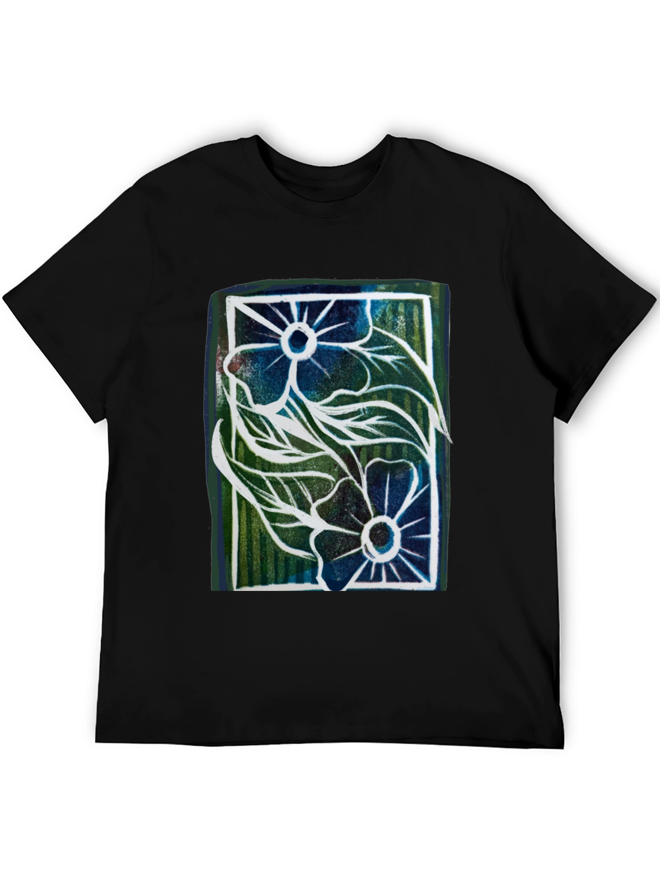 Floral Graphic Print Mens Black T-Shirt