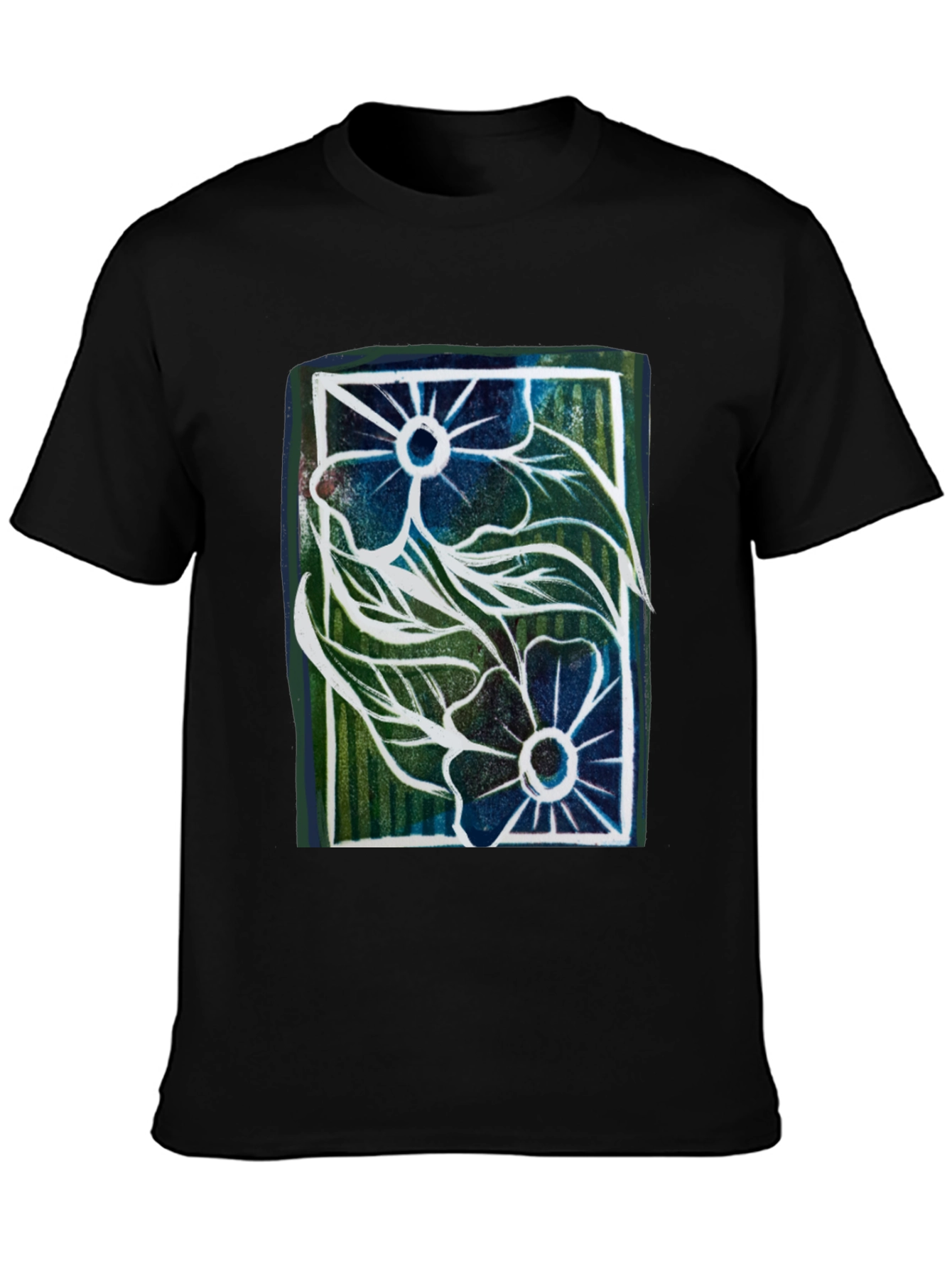 Floral Graphic Print Mens Black T-Shirt