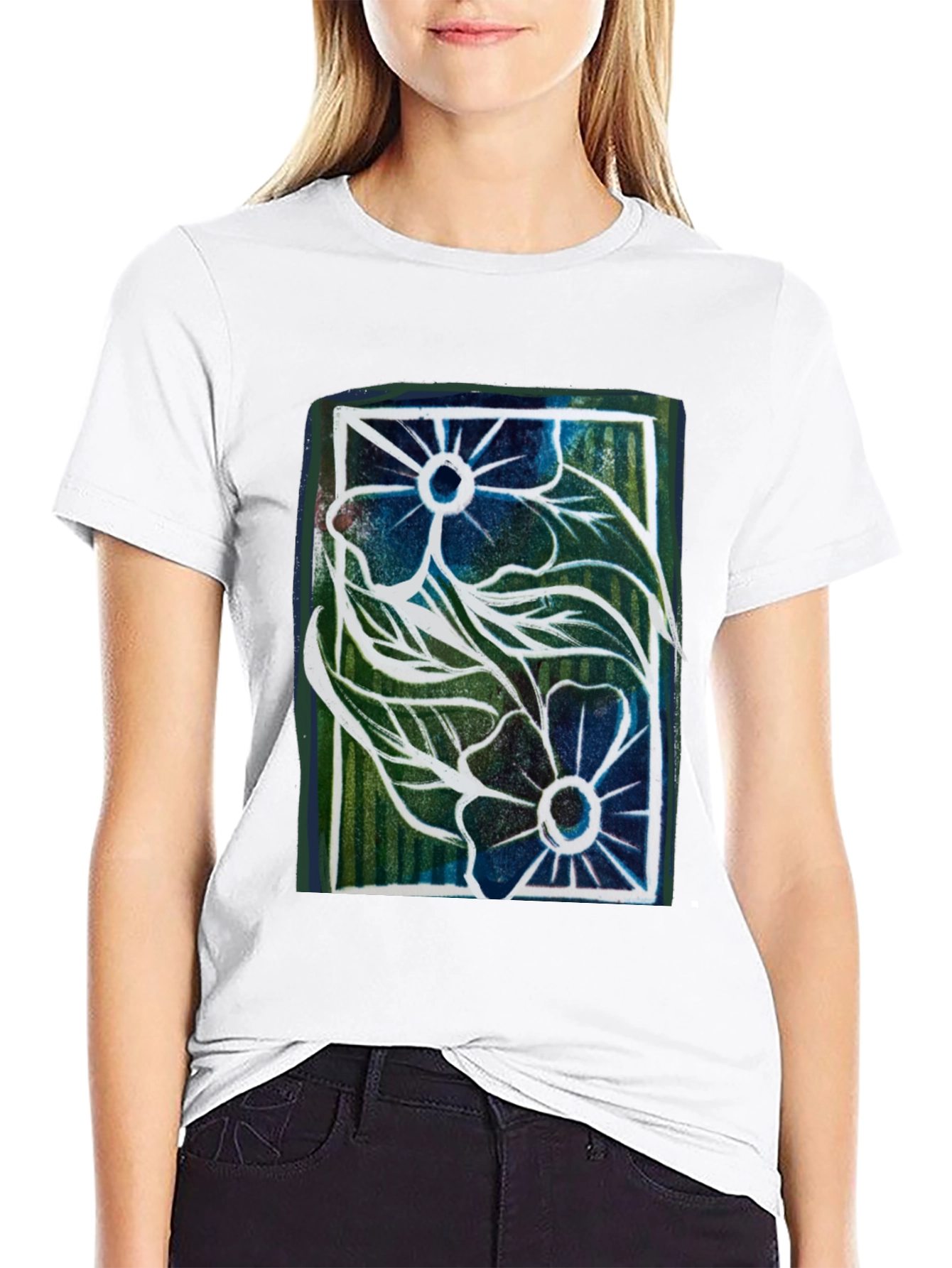 Floral Graphic Print Mens Black T-Shirt