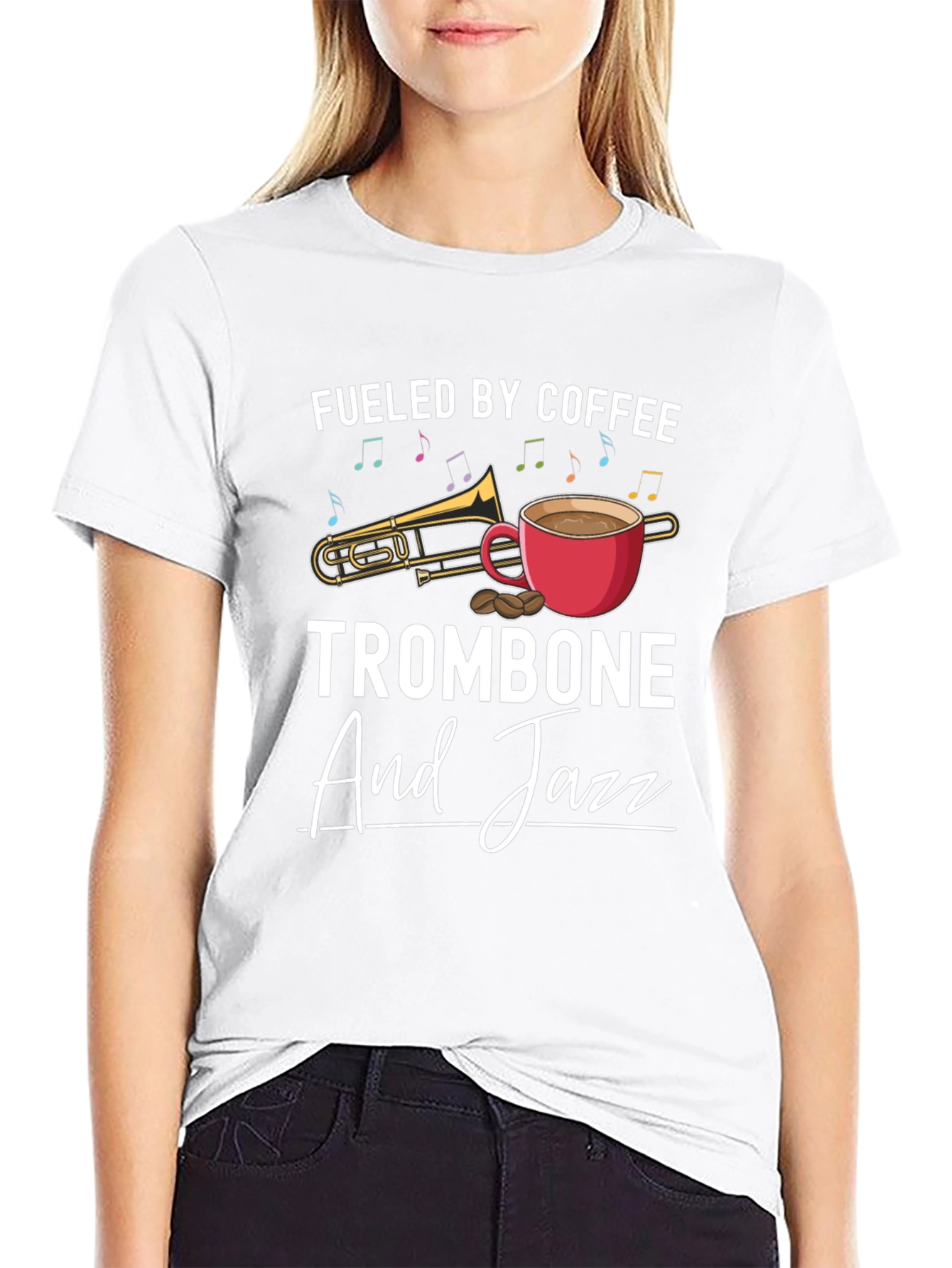 Fueled By Coffee Trombone And Jazz T-Shirt