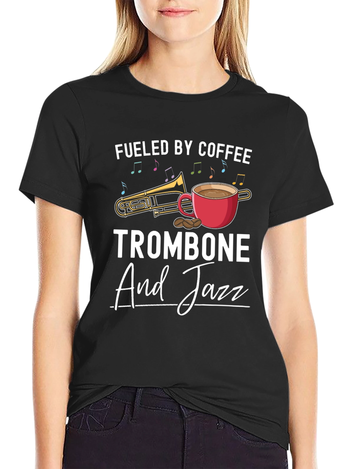 Fueled By Coffee Trombone And Jazz T-Shirt