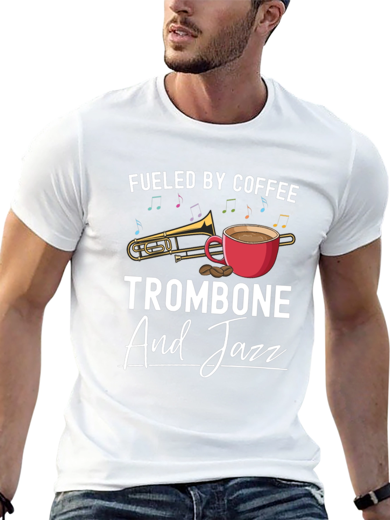 Fueled By Coffee Trombone And Jazz T-Shirt