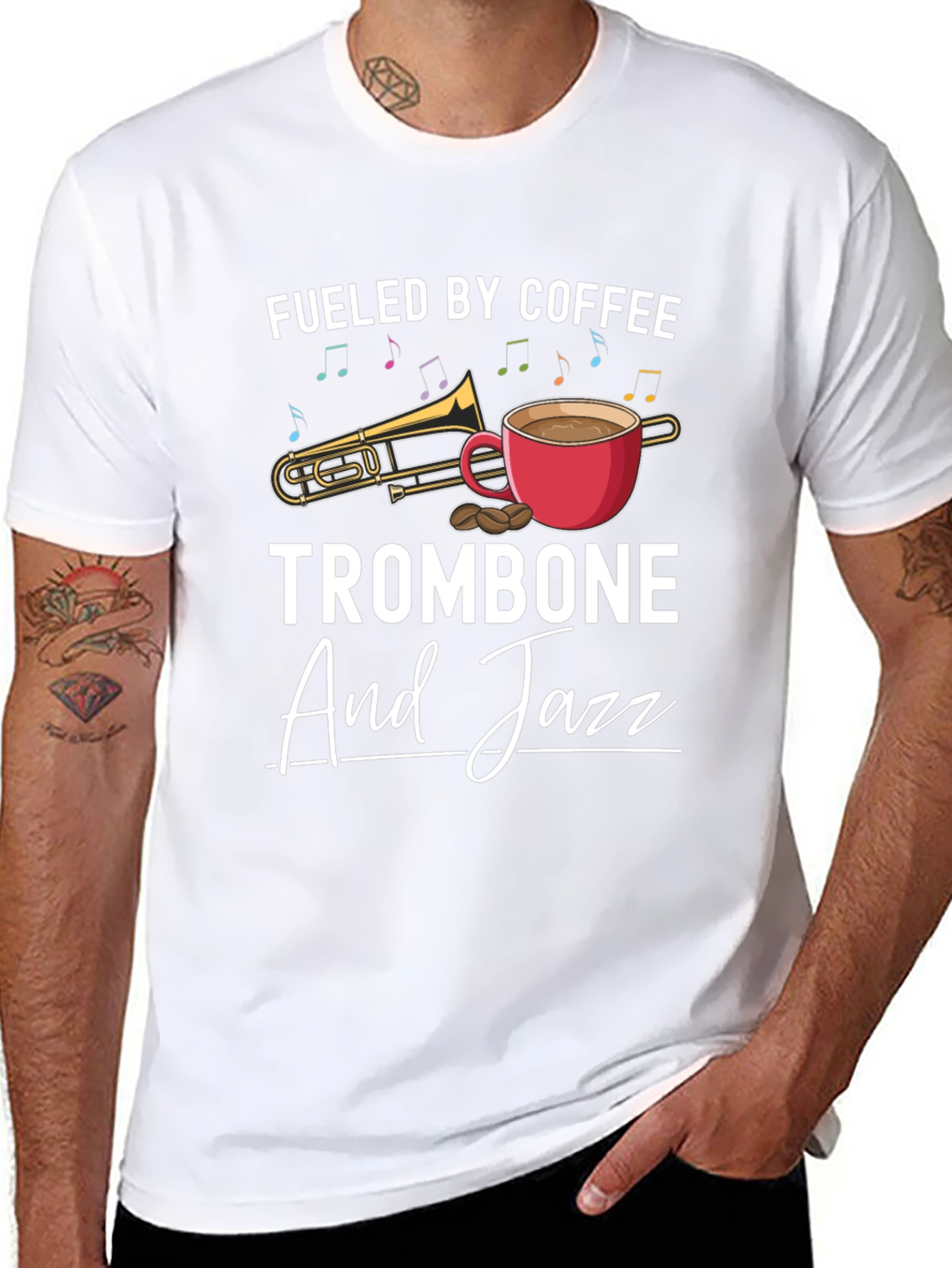 Fueled By Coffee Trombone And Jazz T-Shirt