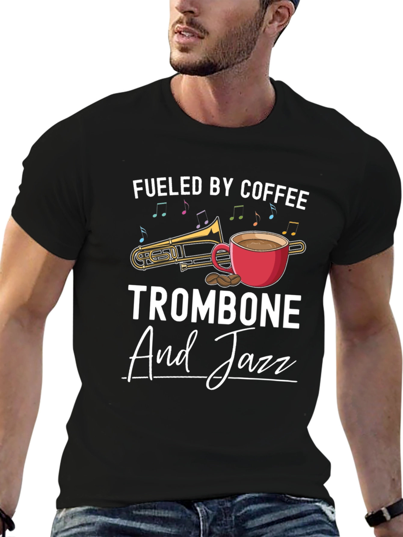 Fueled By Coffee Trombone And Jazz T-Shirt