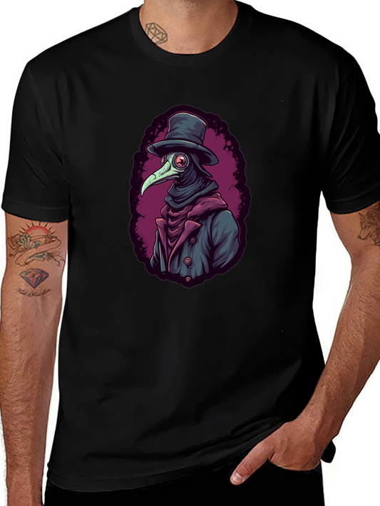 Plague Doctor Graphic Tee - Unique Bird Mask Design