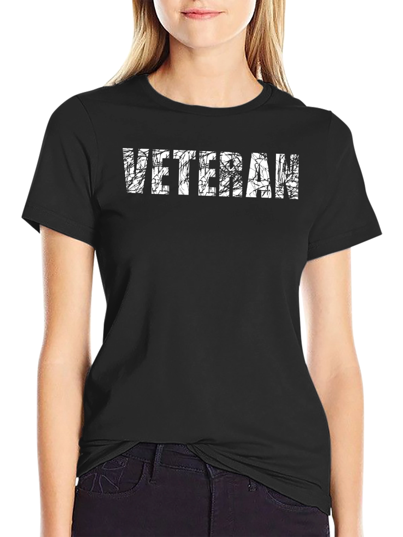 Veteran Distressed Graphic T-Shirt - Black