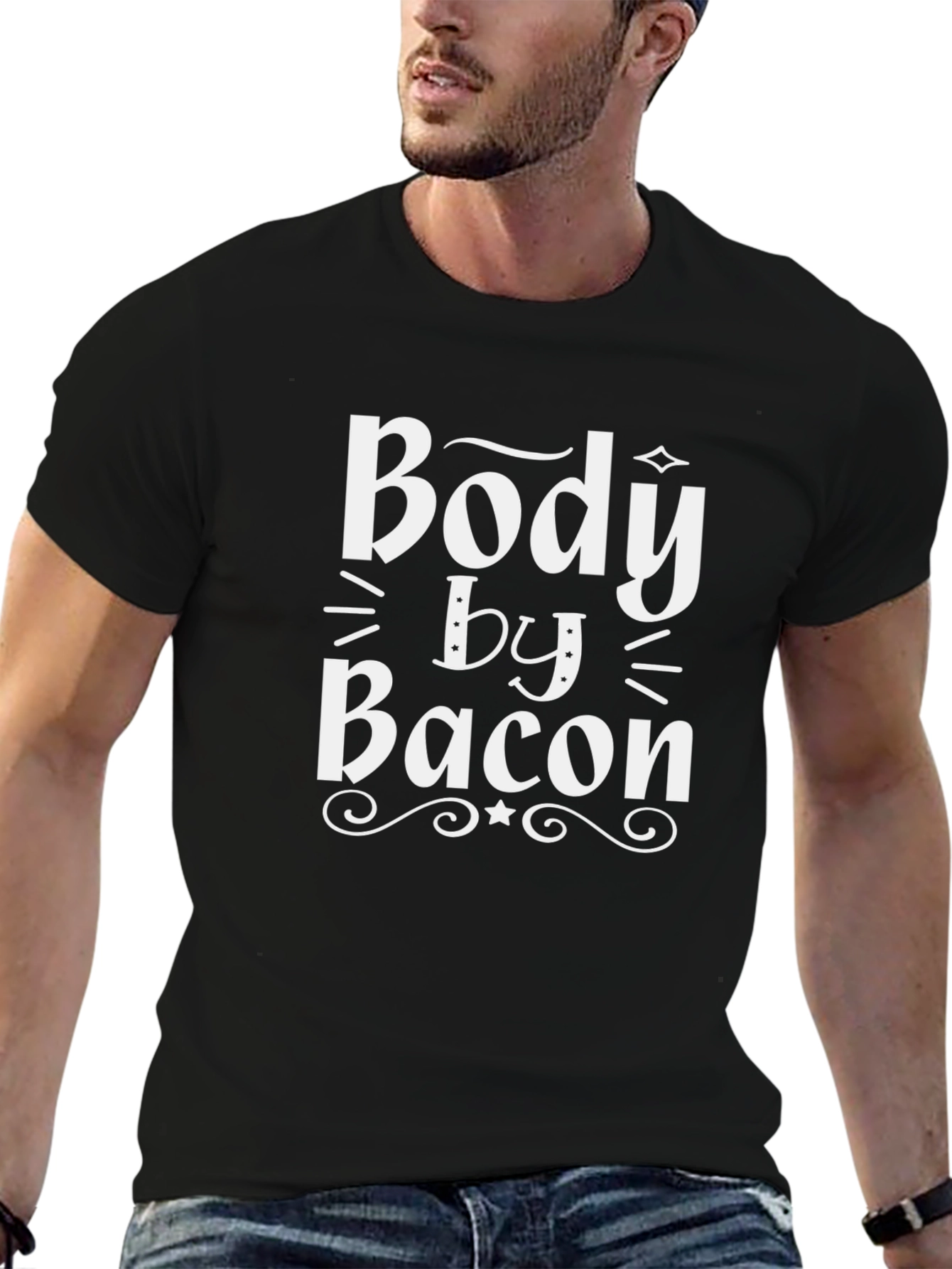 Body By Bacon Black Graphic T-Shirt