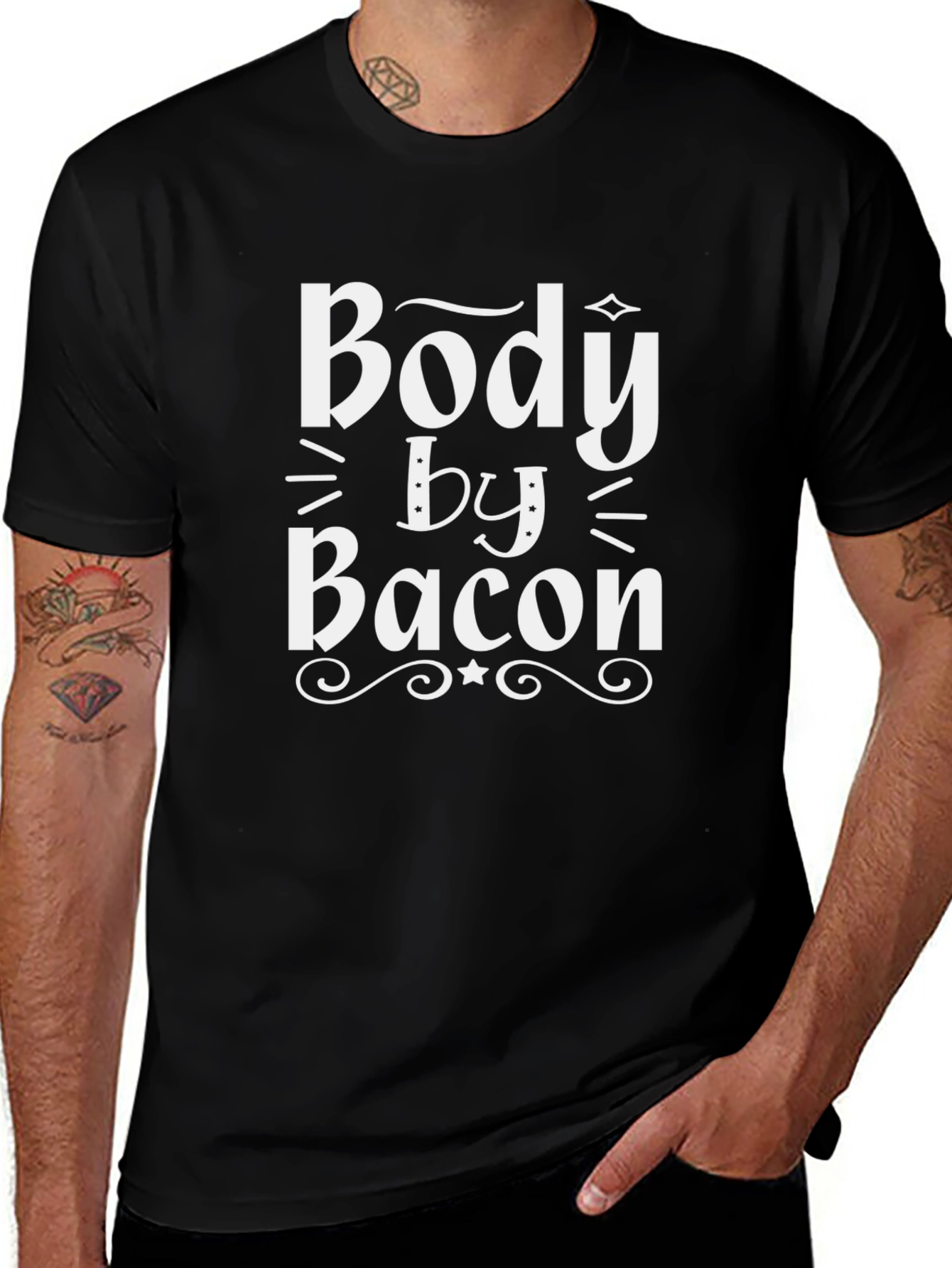 Body By Bacon Black Graphic T-Shirt