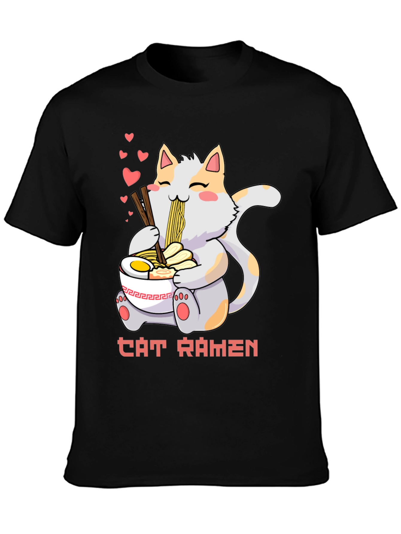 Cat Ramen Graphic Tee - Kawaii Style