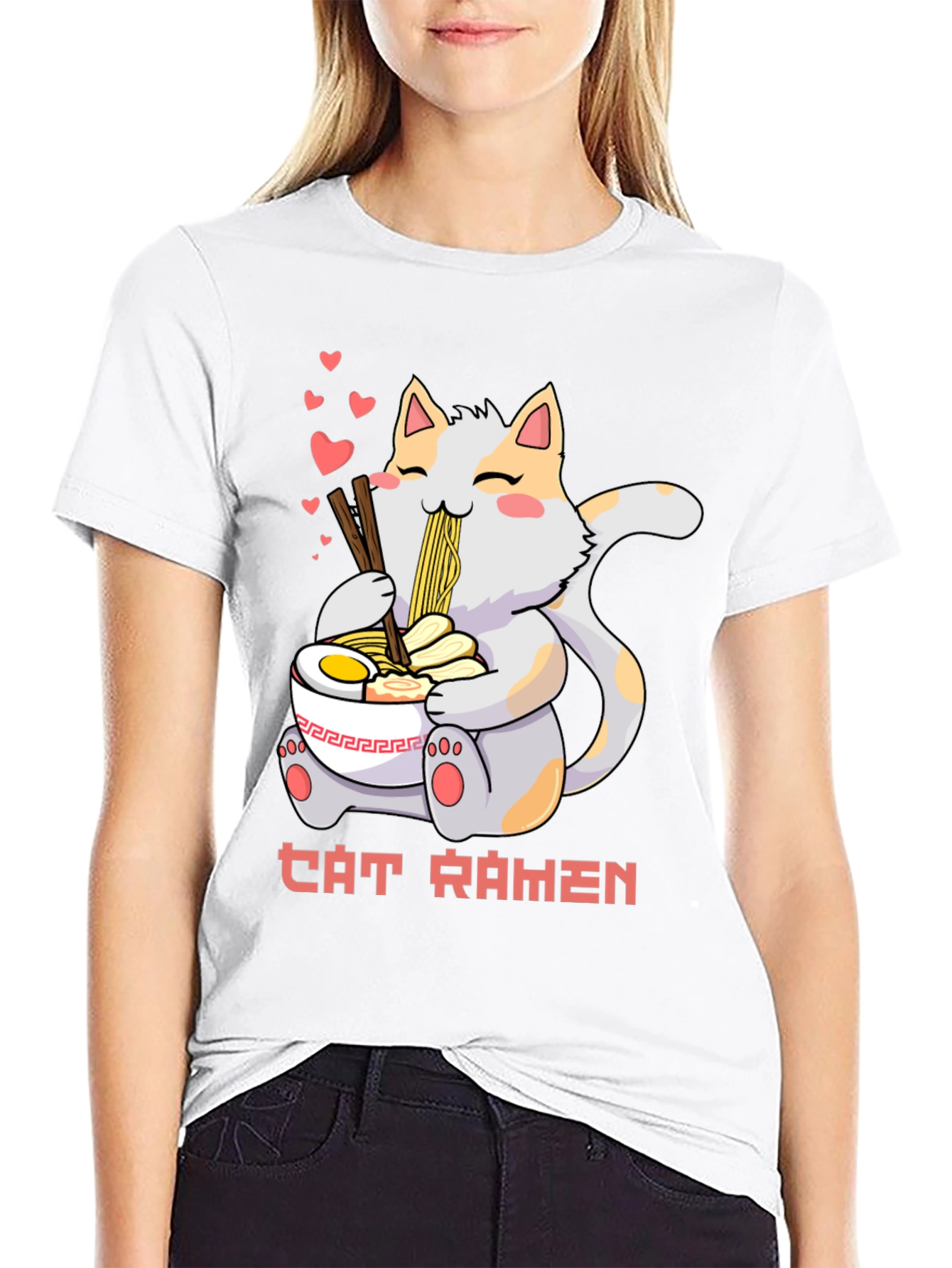 Cat Ramen Graphic Tee - Kawaii Style
