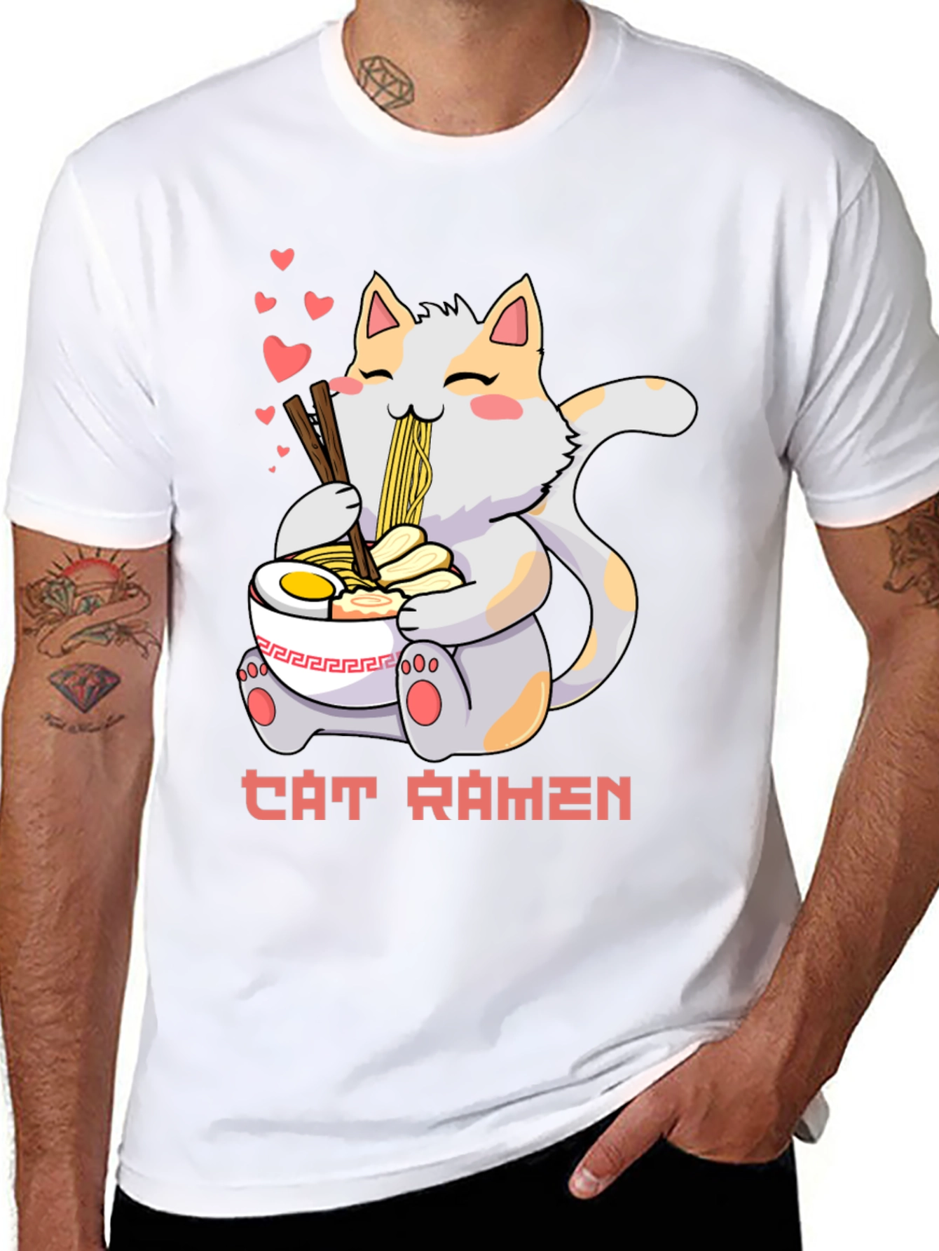 Cat Ramen Graphic Tee - Kawaii Style