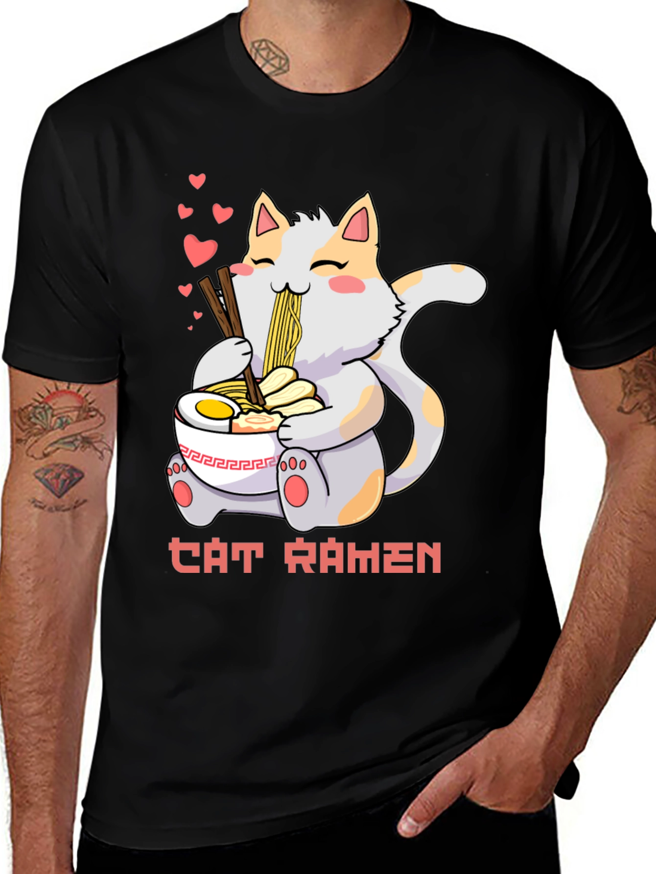 Cat Ramen Graphic Tee - Kawaii Style