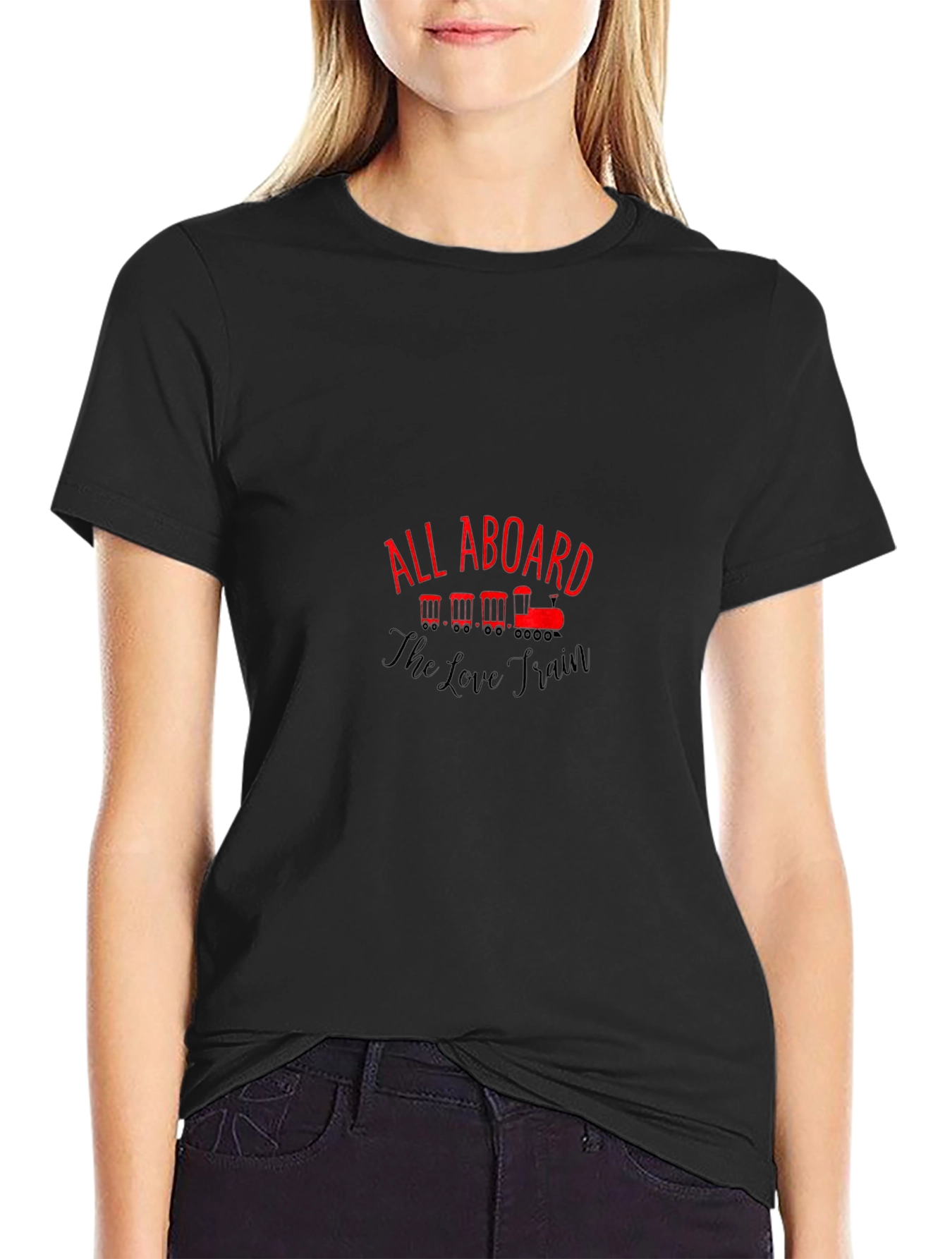 All Aboard the Love Train Black T-Shirt