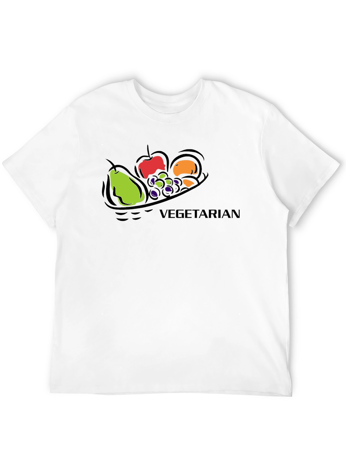 Vegetarian Fruit Bowl Graphic Tee - Black Cotton