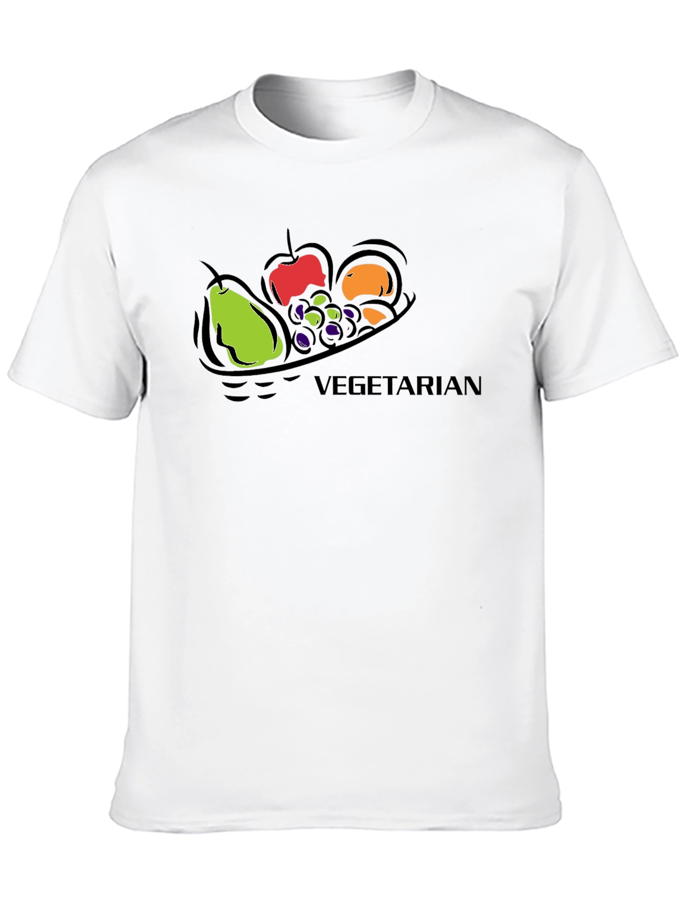 Vegetarian Fruit Bowl Graphic Tee - Black Cotton