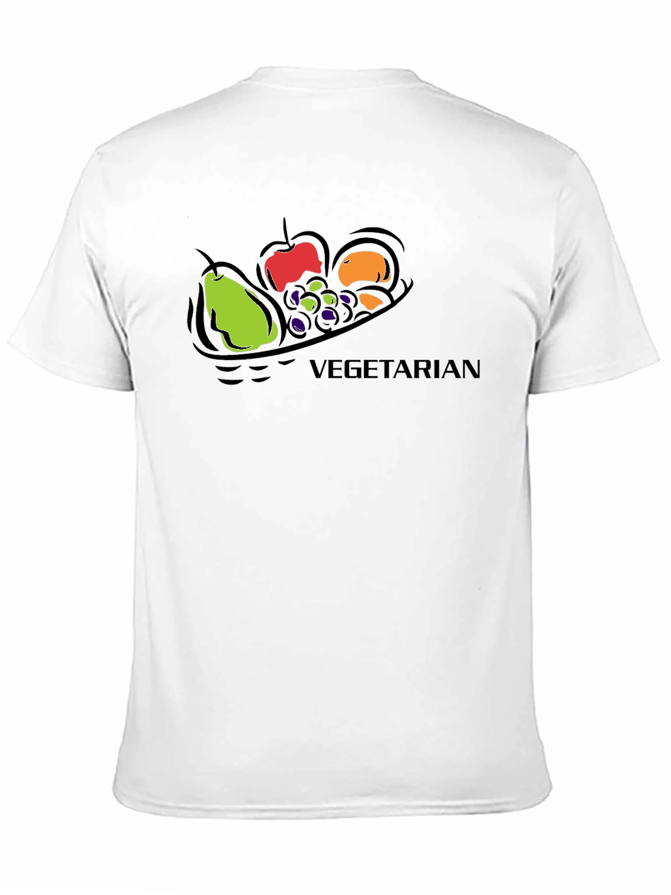 Vegetarian Fruit Bowl Graphic Tee - Black Cotton
