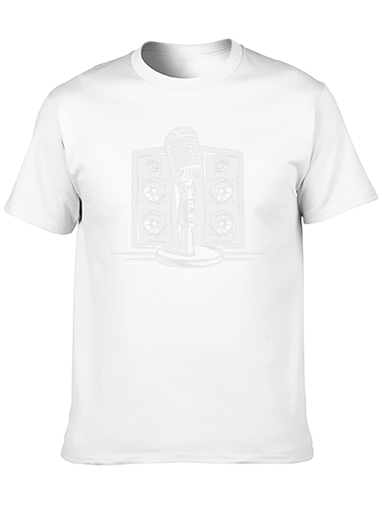 Retro Microphone & Speaker Graphic Tee - Classic Style