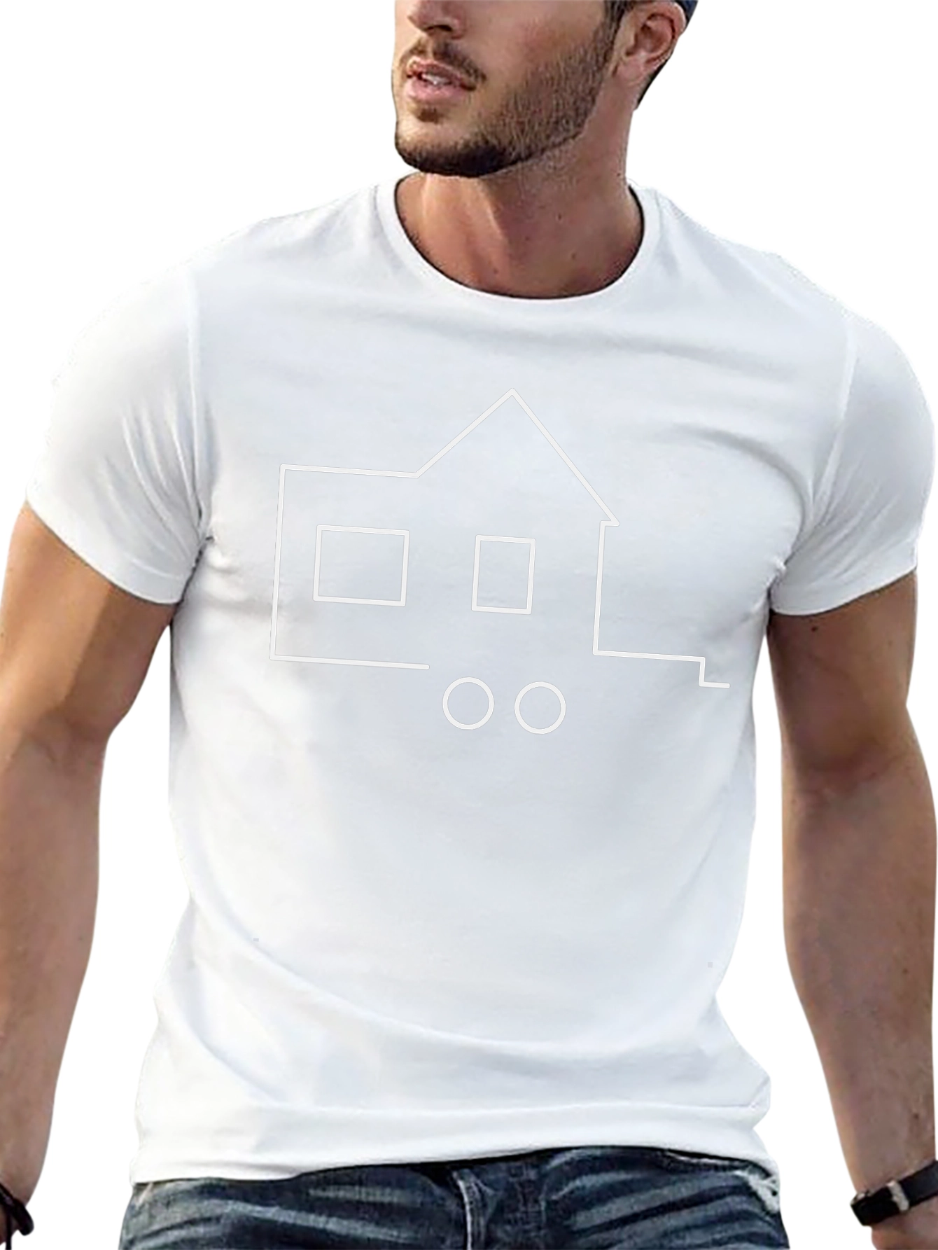 Minimalist House Graphic T-Shirt - Black