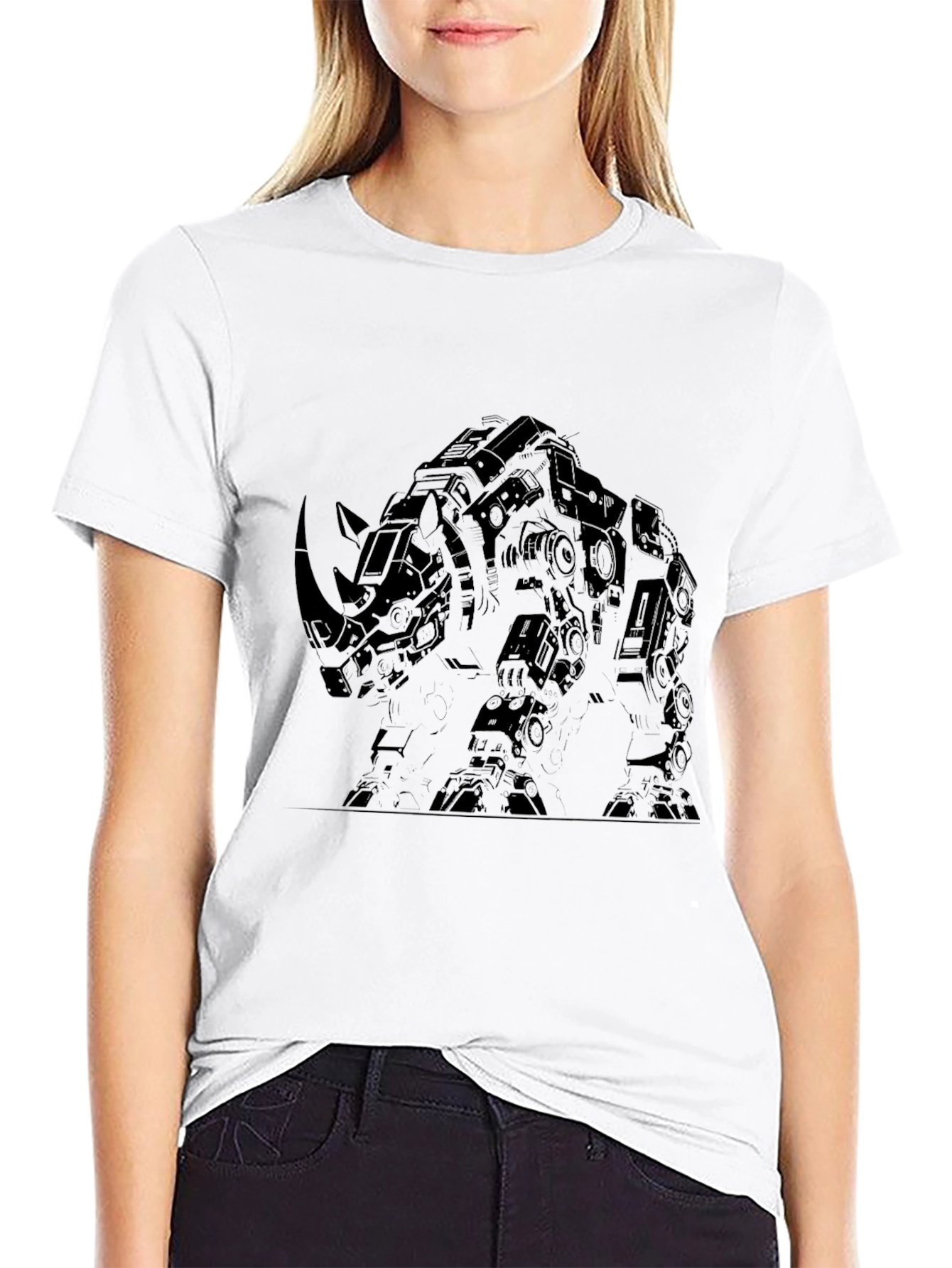 Black Rhino Mech T-Shirt - Cool Graphic Tee