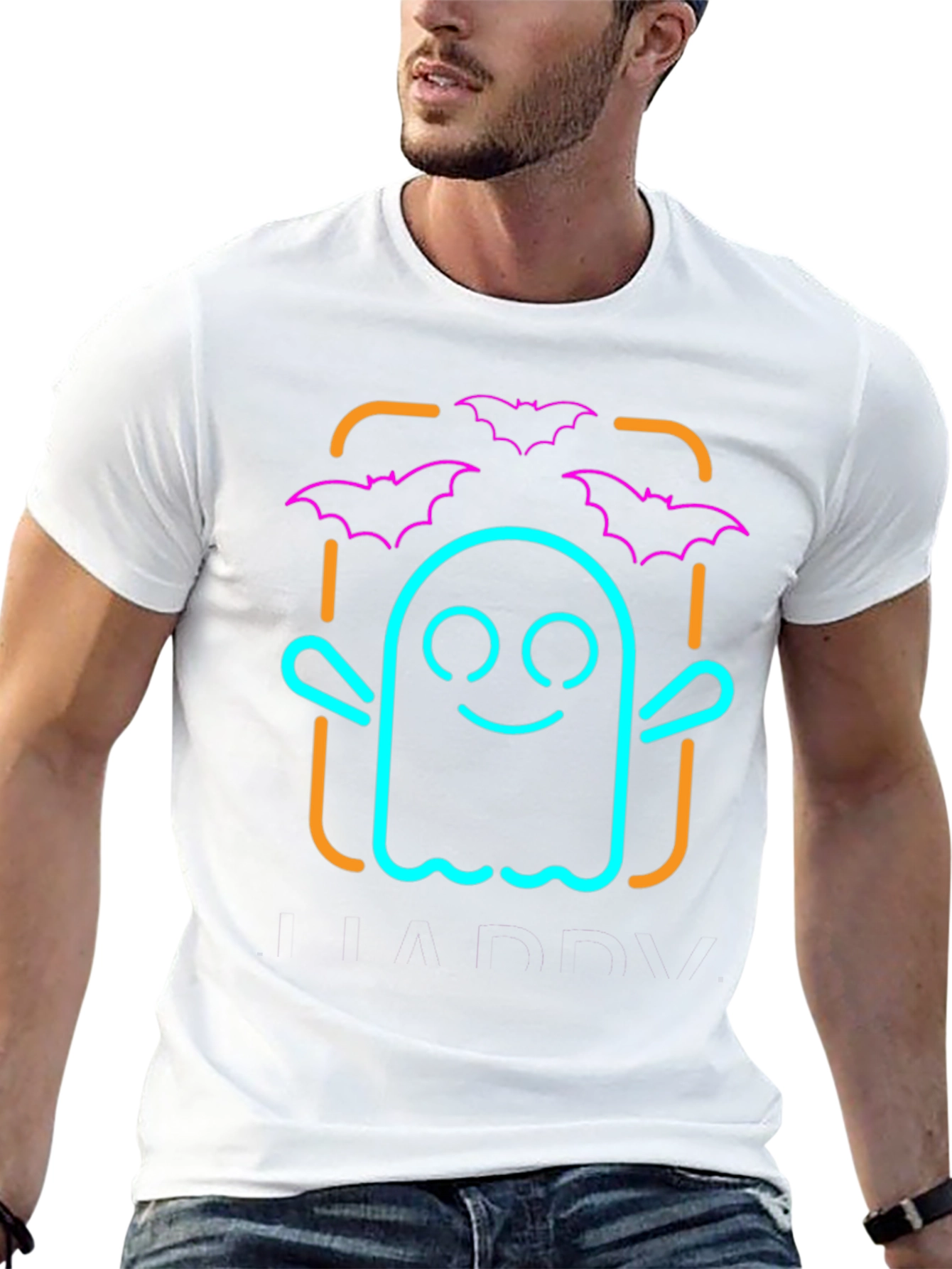 Neon Ghost & Bats Halloween Graphic Tee