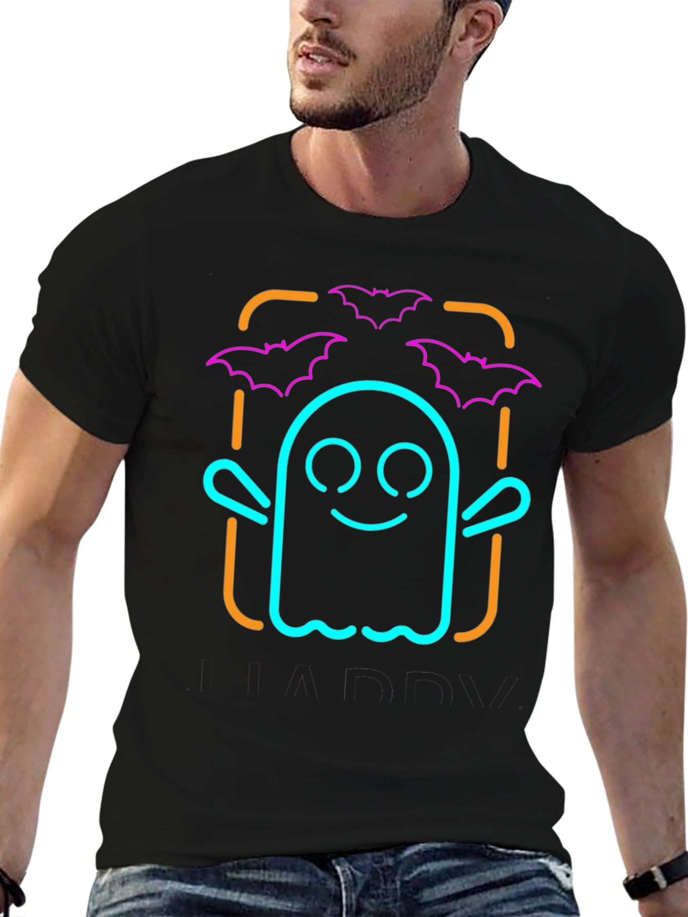 Neon Ghost & Bats Halloween Graphic Tee