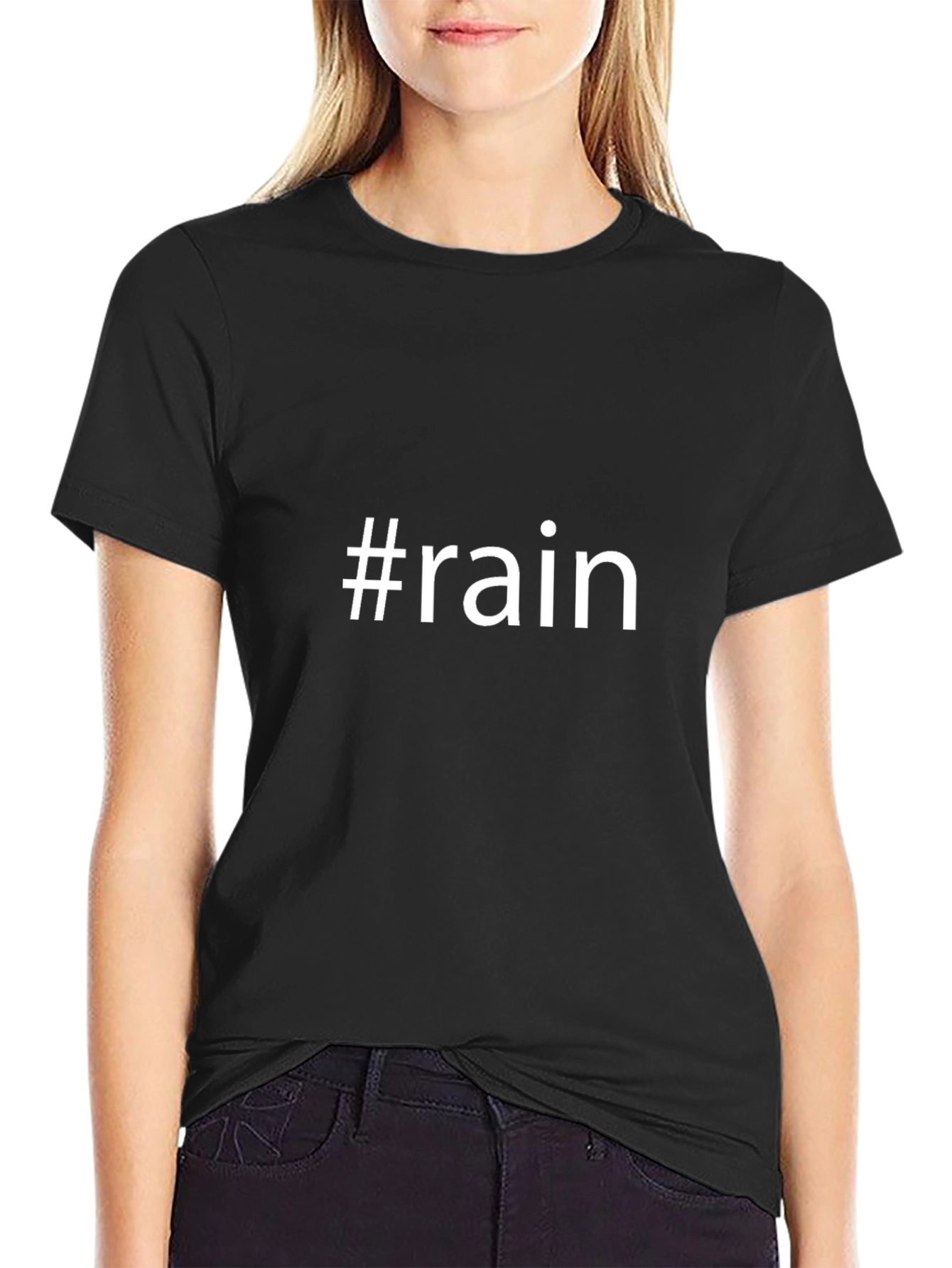 #rain Graphic Black T-Shirt