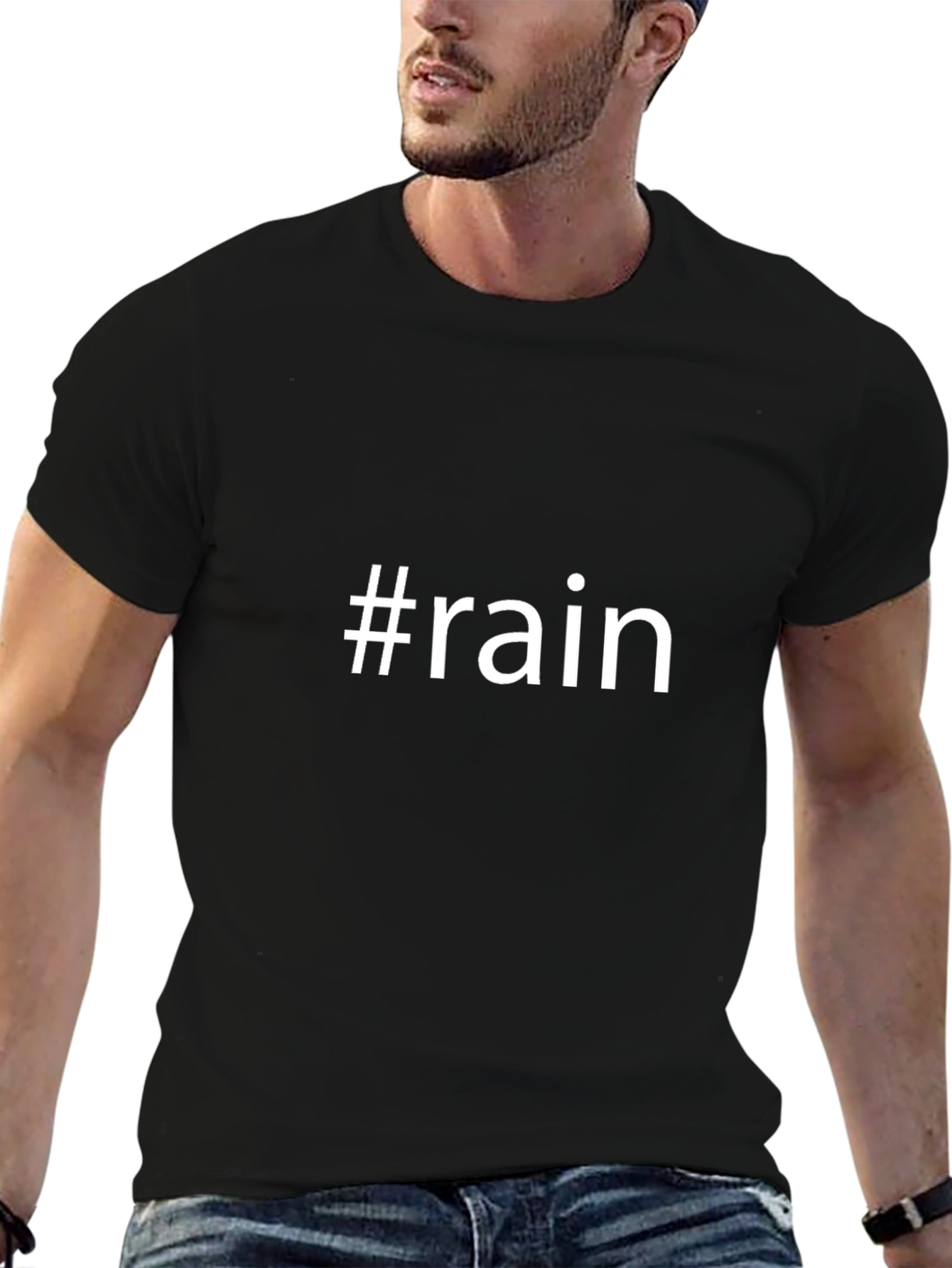#rain Graphic Black T-Shirt