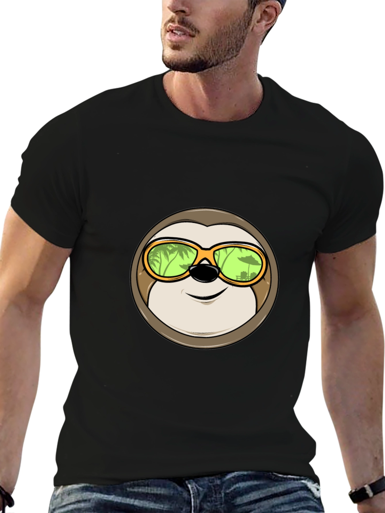Relaxed Sloth Graphic Tee - Tropical Vibes