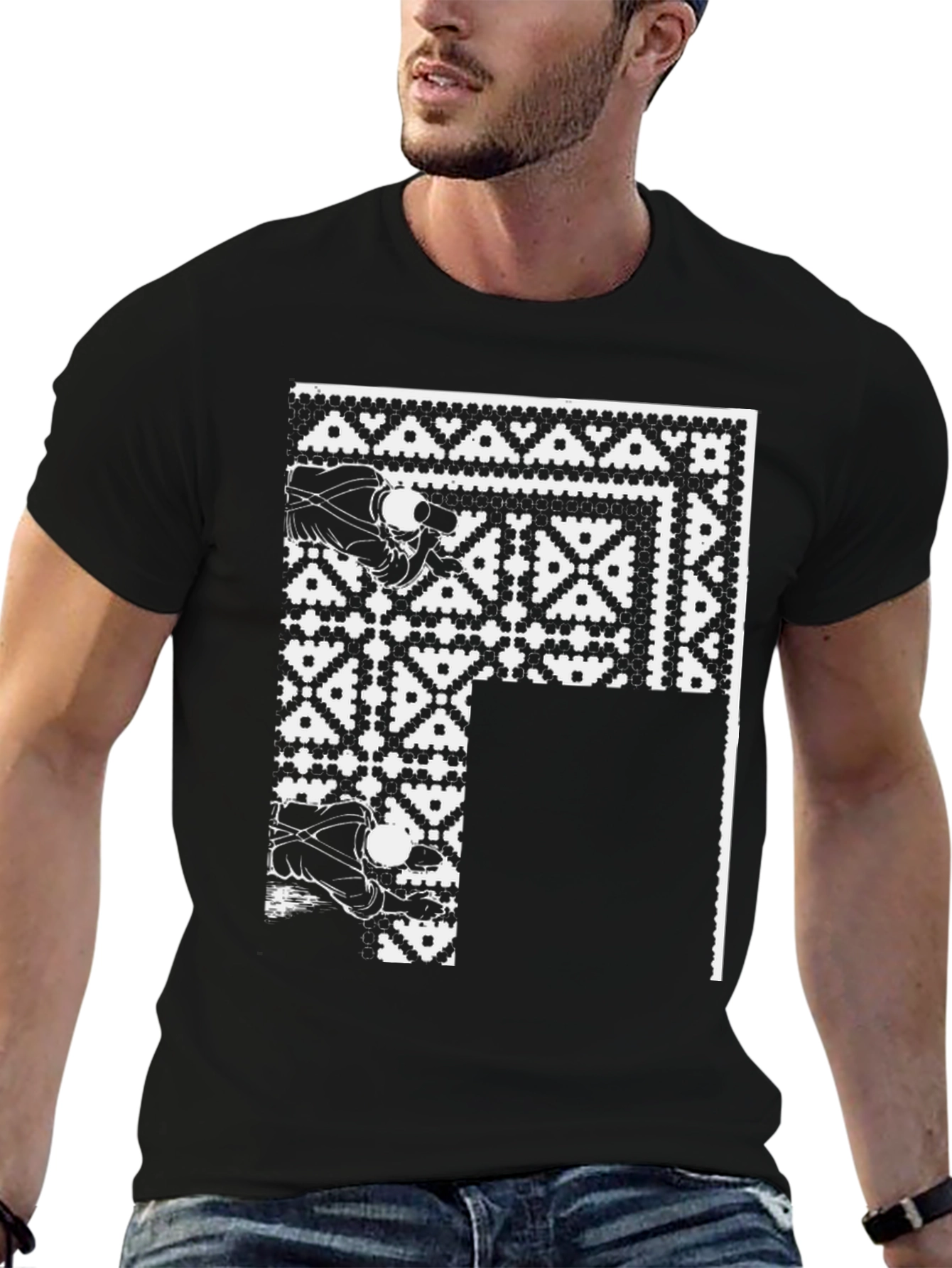 Abstract Graphic Black Tee