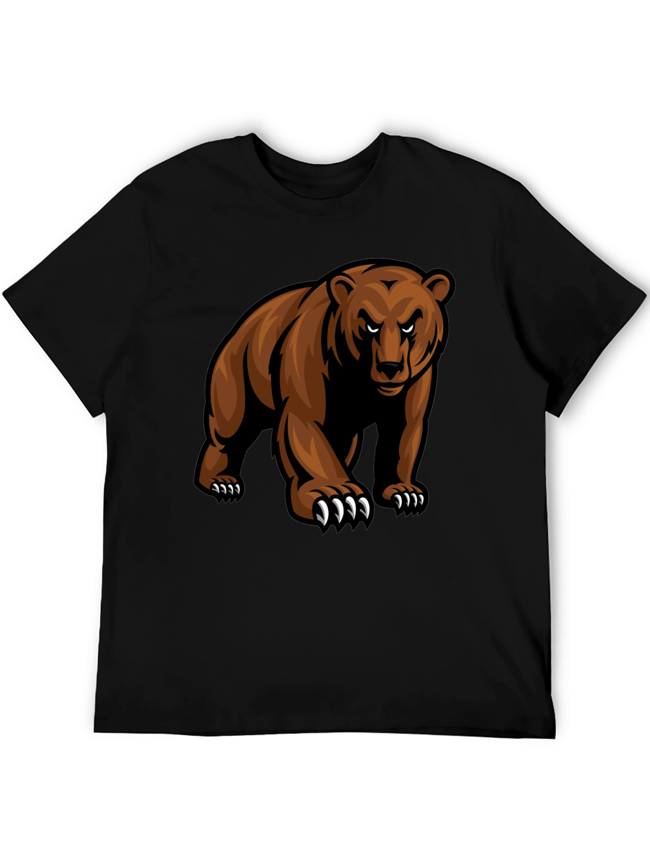 Mens Black T-Shirt with Grizzly Bear Graphic