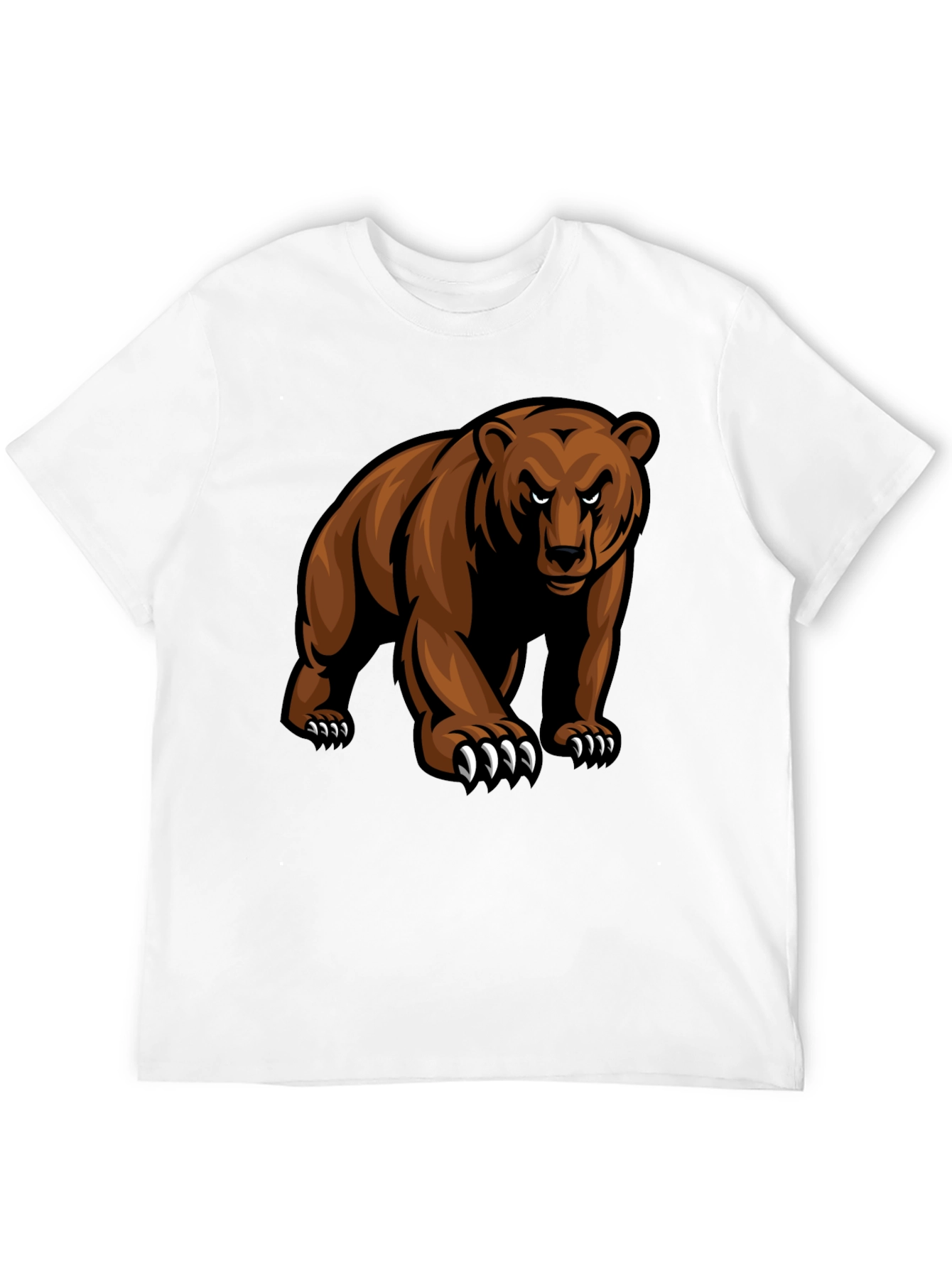 Mens Black T-Shirt with Grizzly Bear Graphic