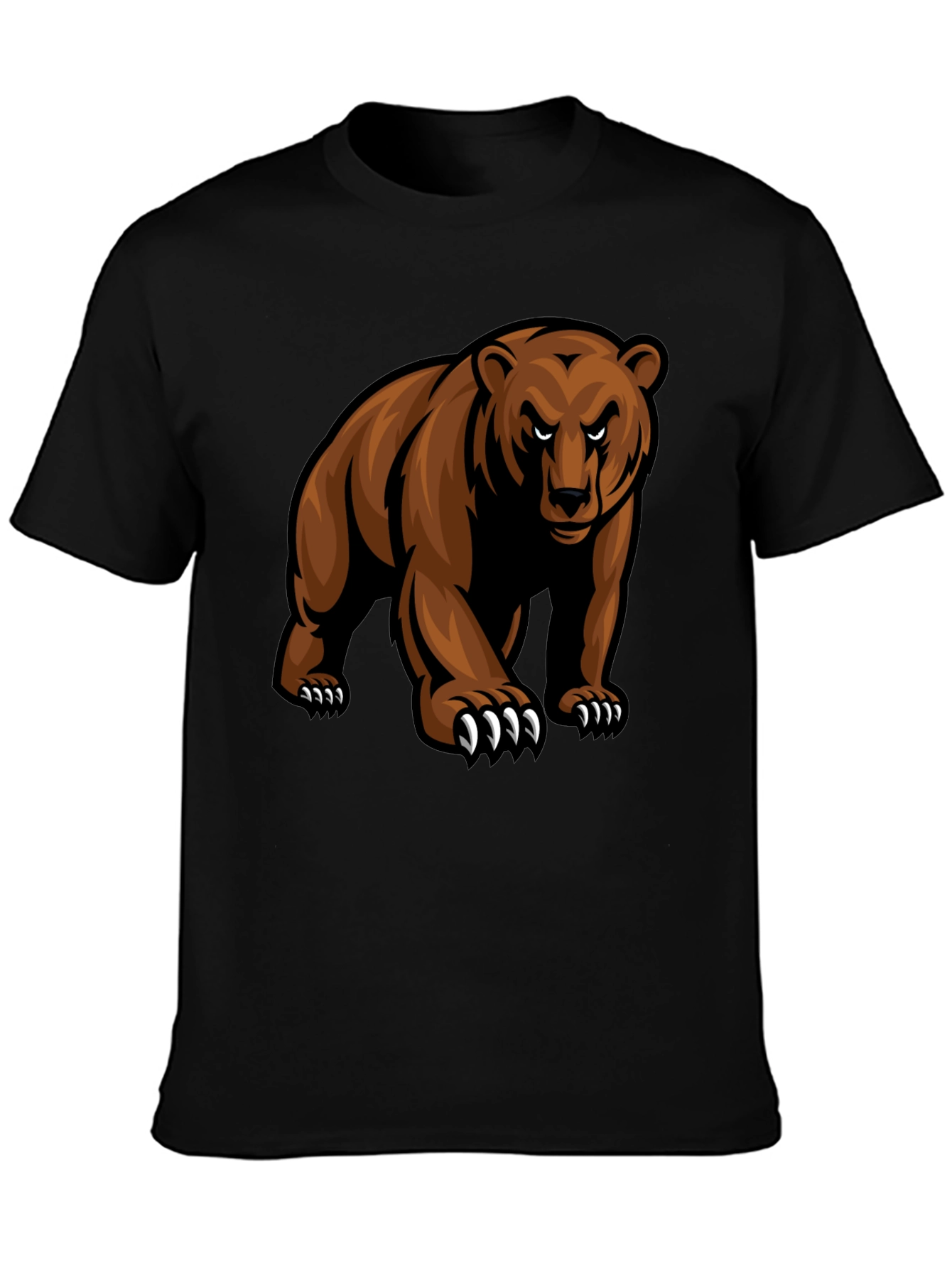Mens Black T-Shirt with Grizzly Bear Graphic