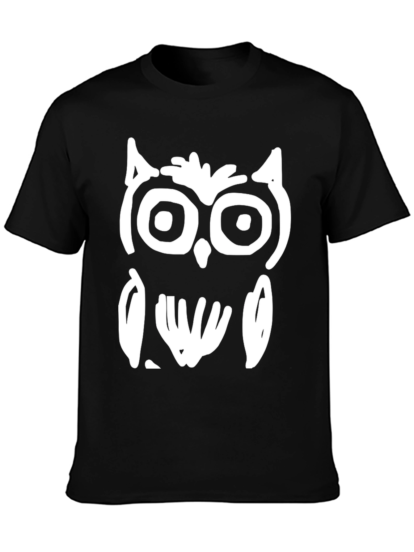 Abstract Owl Graphic Black T-Shirt