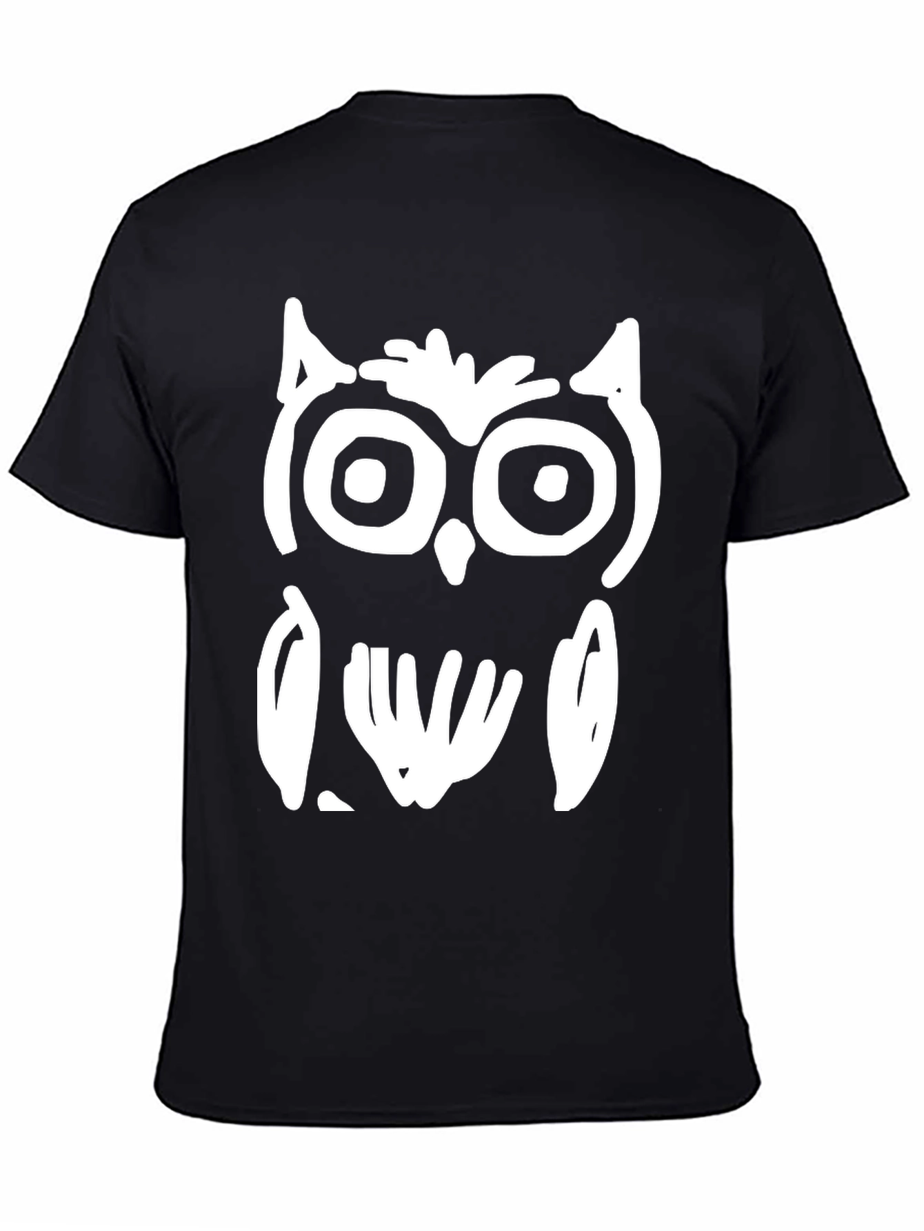 Abstract Owl Graphic Black T-Shirt