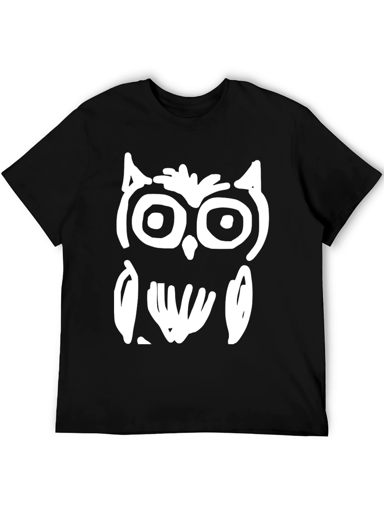 Abstract Owl Graphic Black T-Shirt