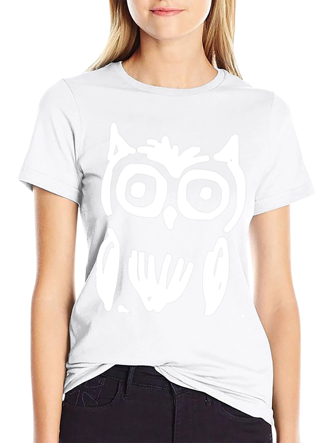 Abstract Owl Graphic Black T-Shirt
