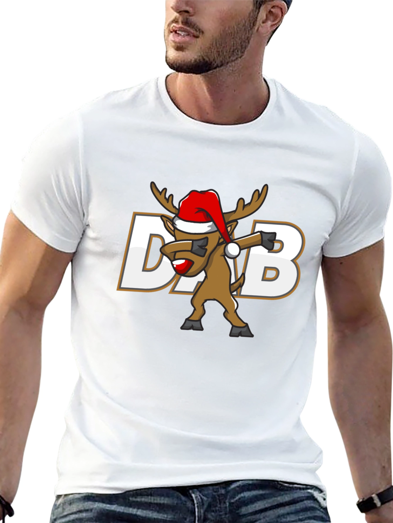 Dabbing Reindeer Christmas T-Shirt - Black