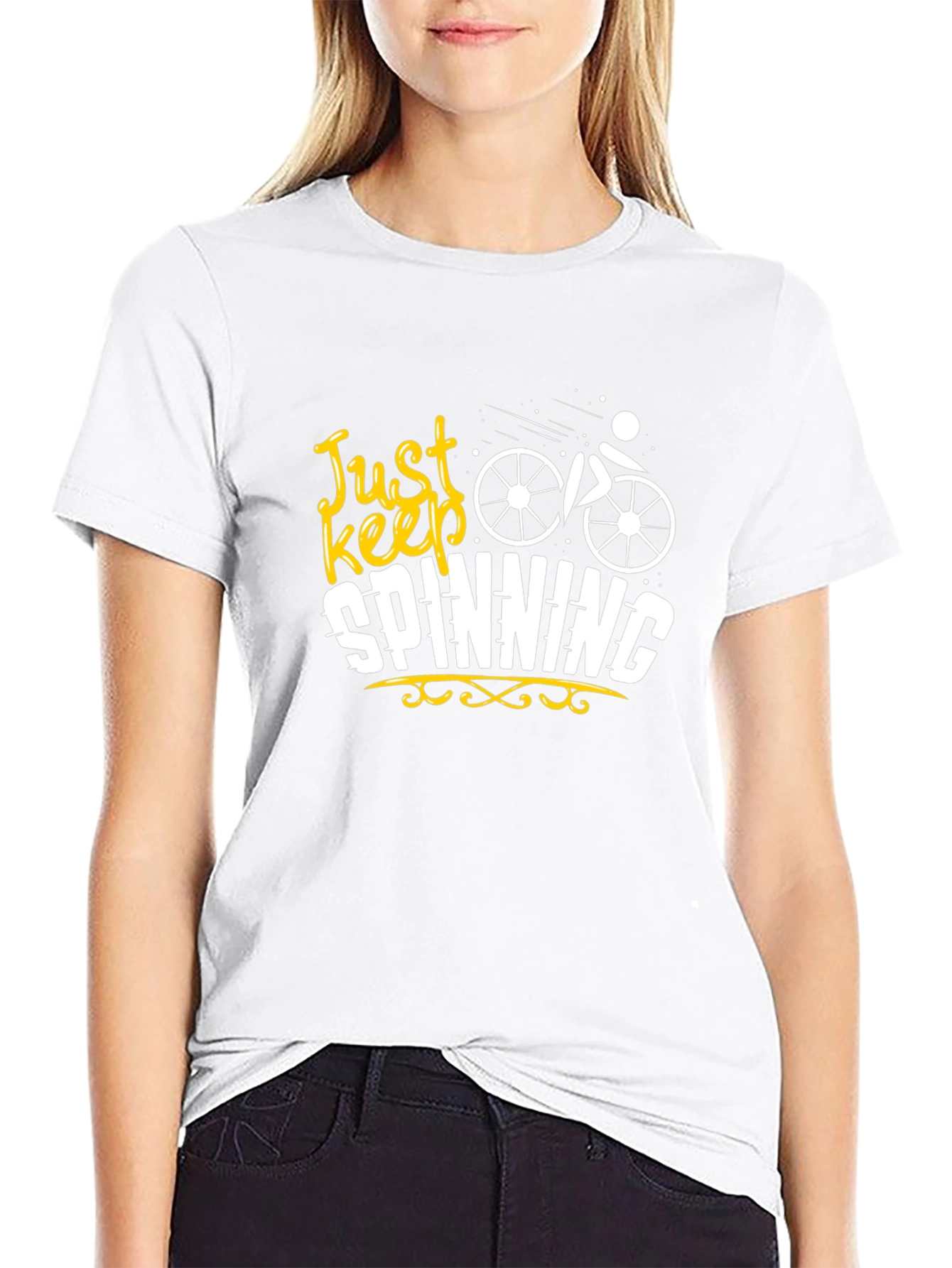 Just Keep Spinning Graphic Black T-Shirt