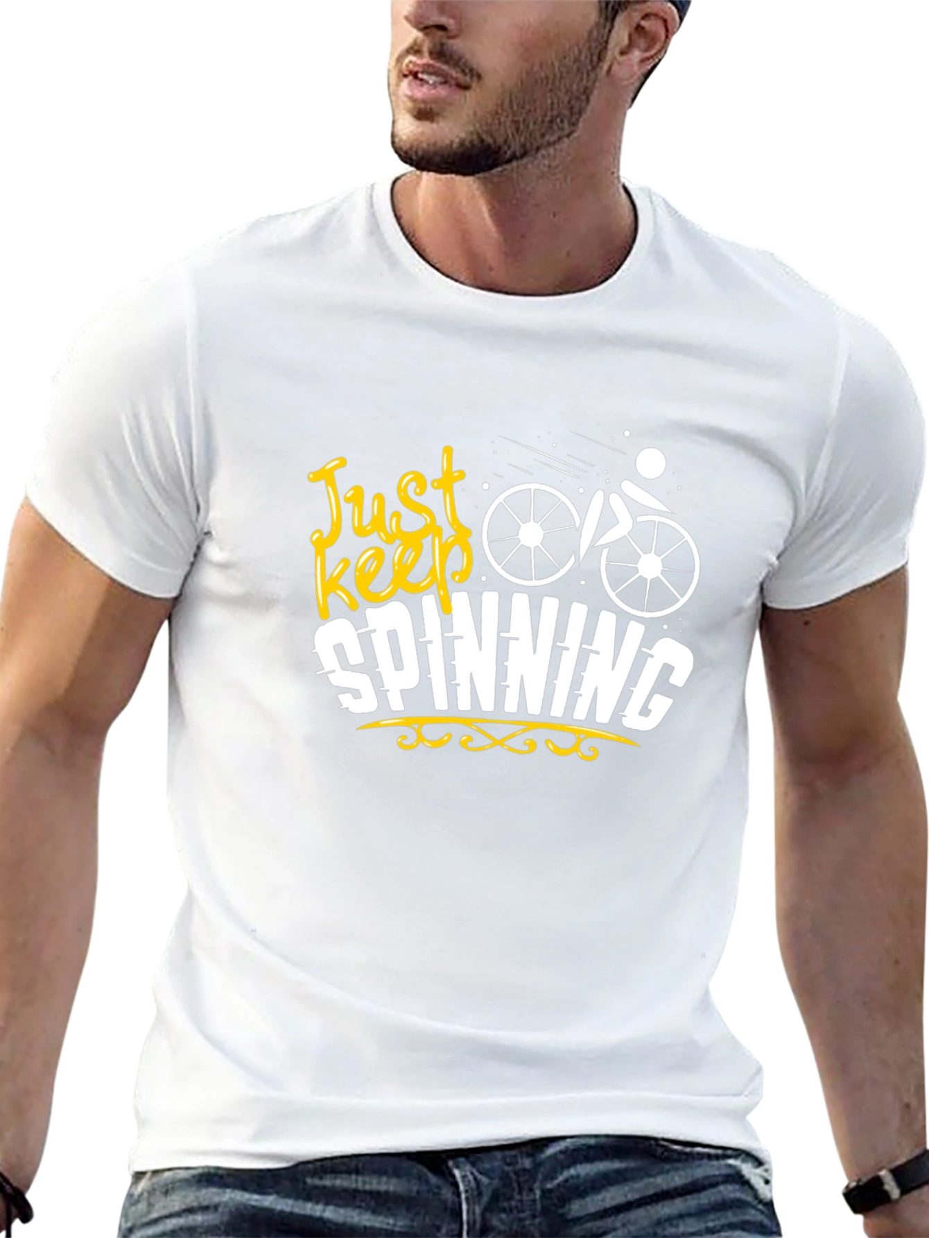 Just Keep Spinning Graphic Black T-Shirt