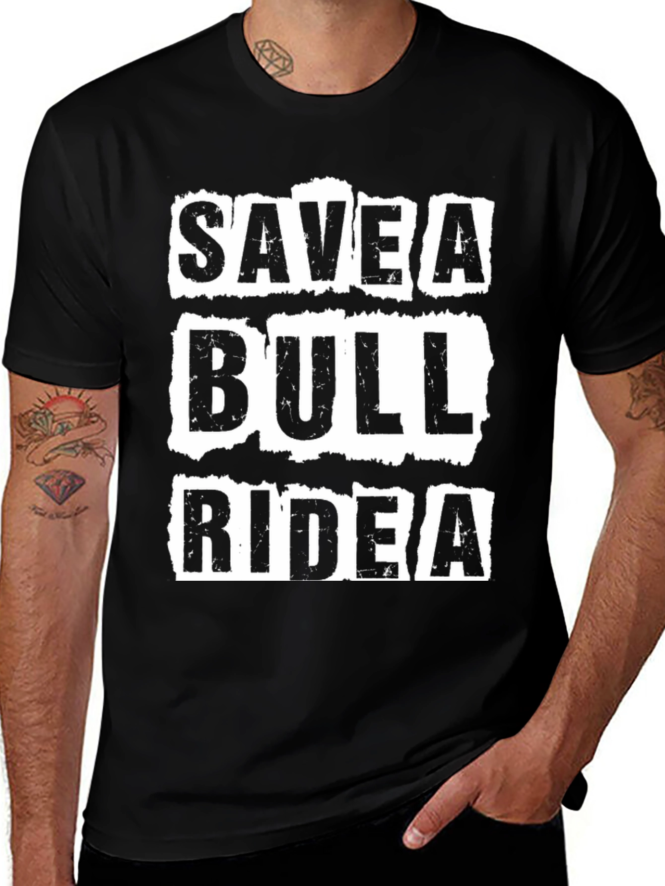 Save a Bull Ride a Cowboy Black Graphic Tee
