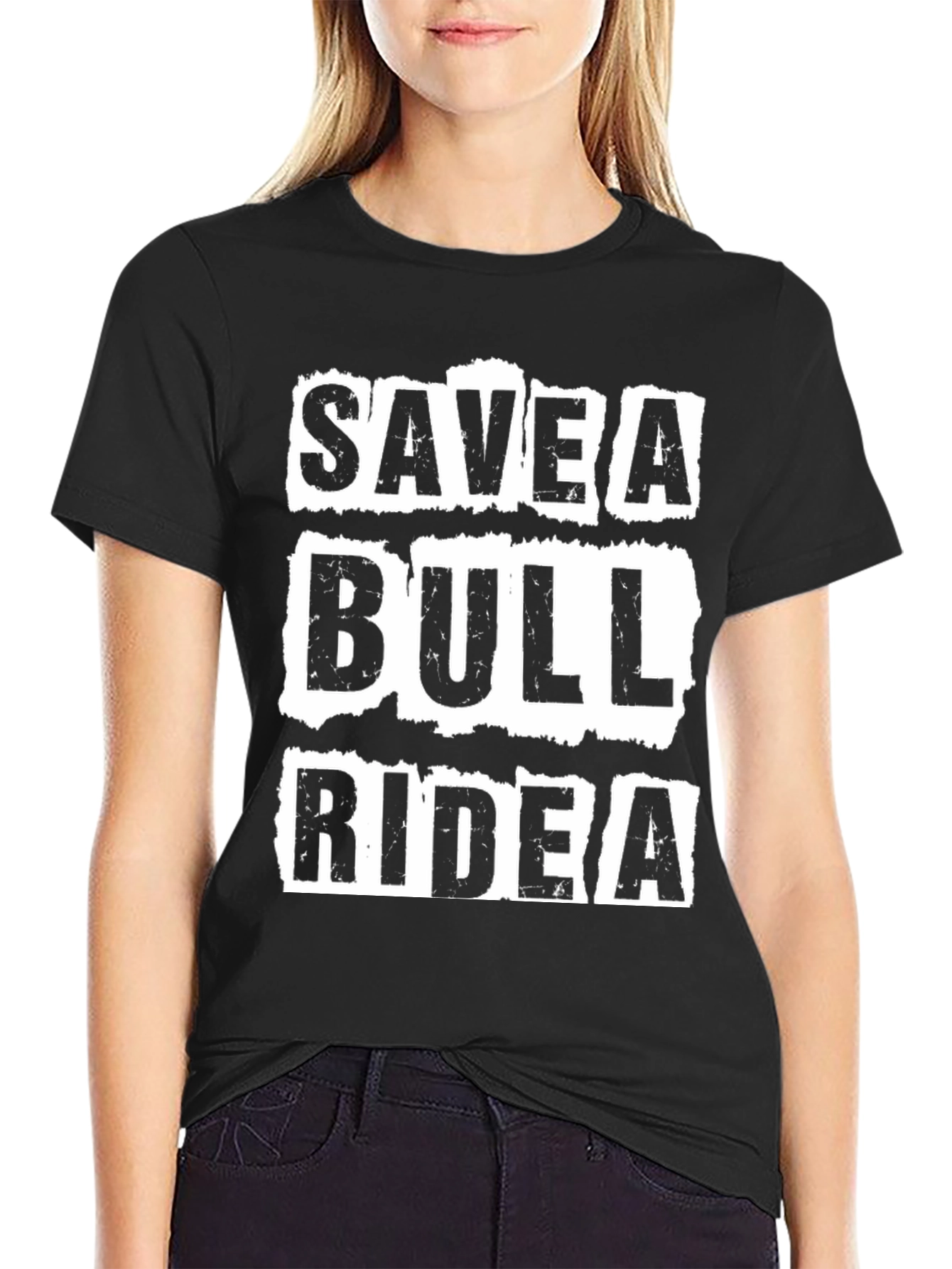 Save a Bull Ride a Cowboy Black Graphic Tee