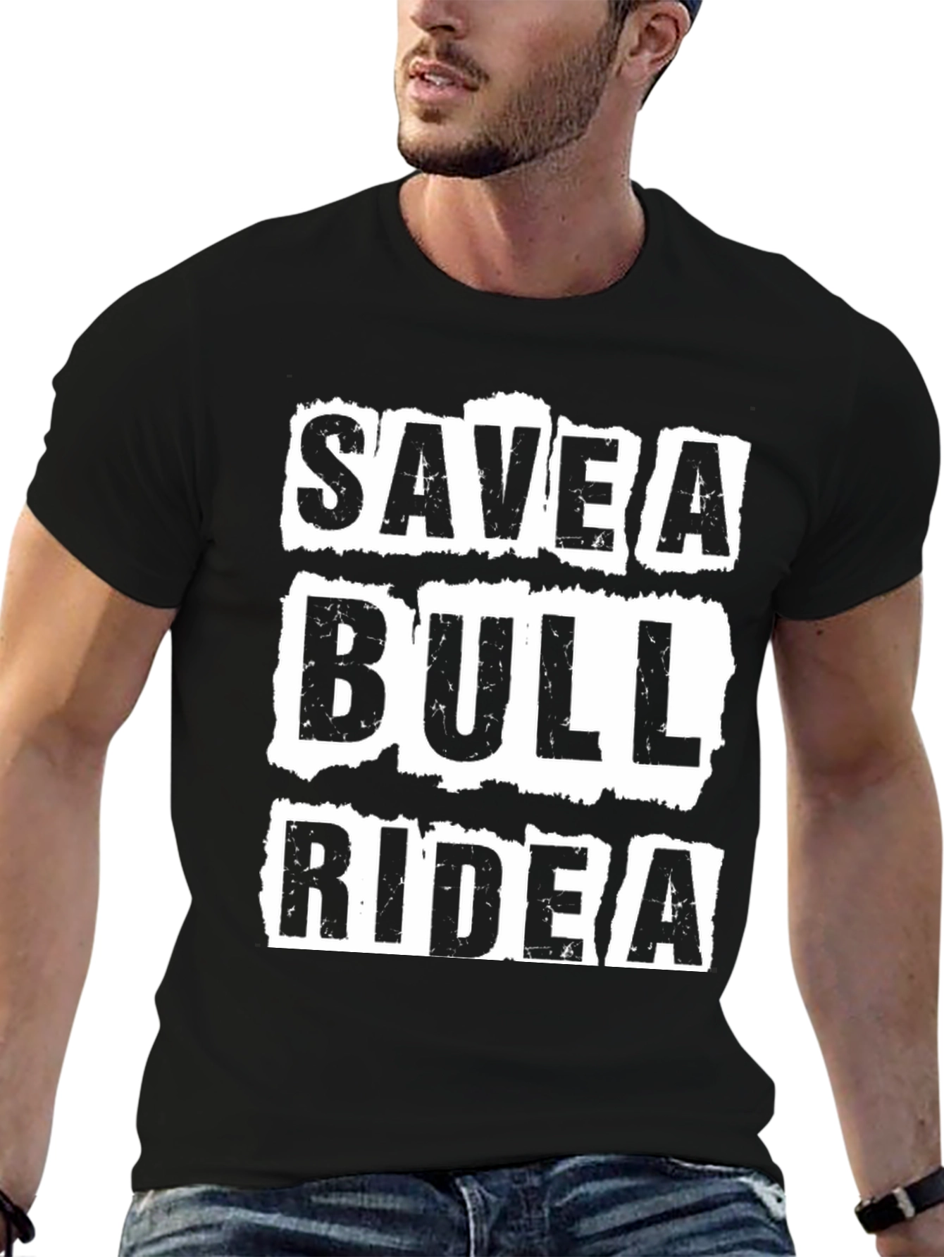 Save a Bull Ride a Cowboy Black Graphic Tee